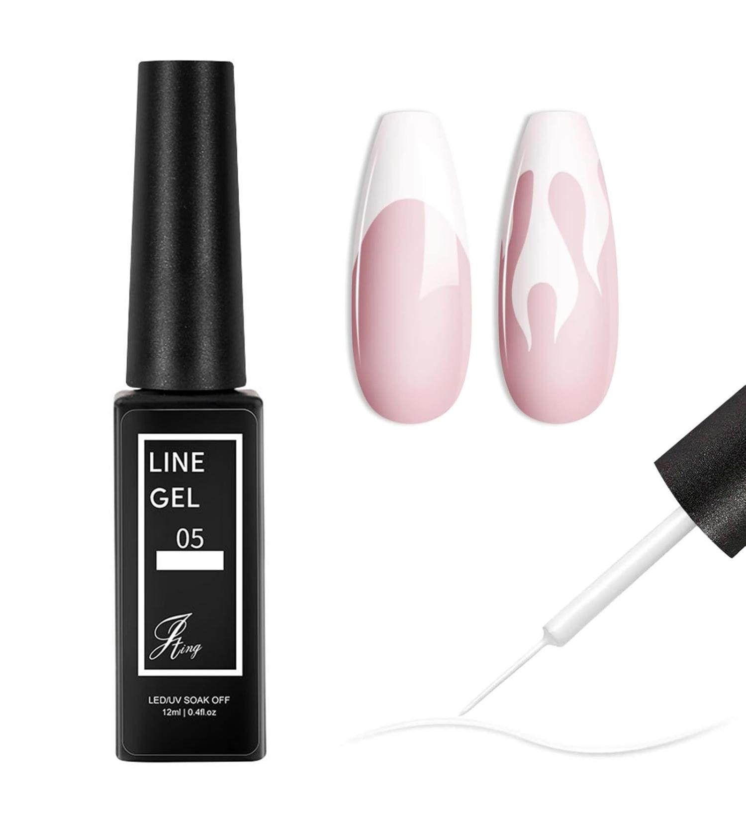 White Nail Polish - White Gel Liner Nail Art - 12ml Gel Liner Nail Art Gel Polish - Soak Off French Tip Manicure Gel UV/LED Gel Polish Pen for Painting Drawing Swirl Nails Home DIY - Buy Online on GoSupps.com
