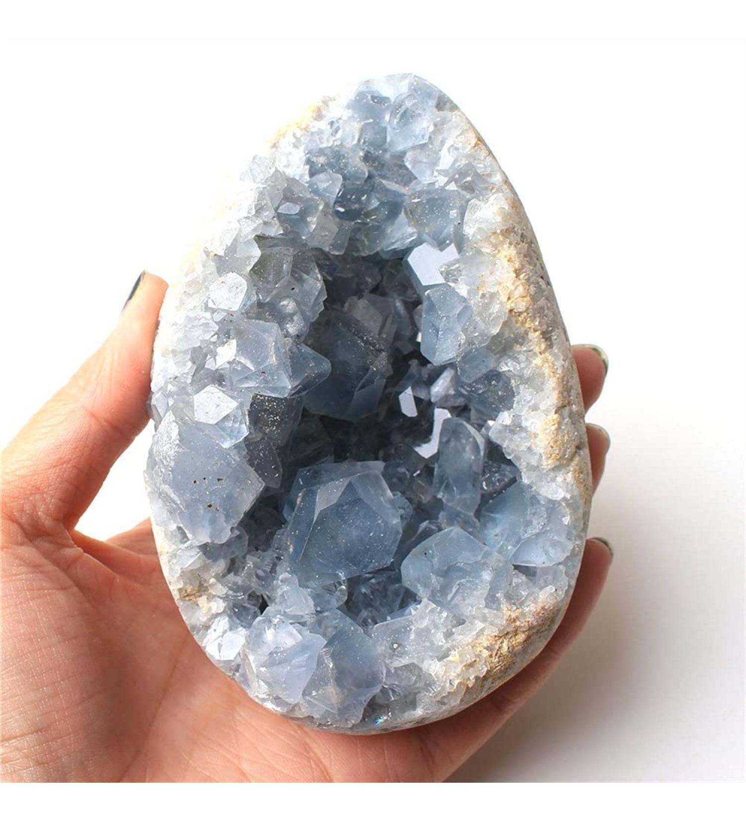 1PC Madagascar Natural Celestite Crystal Druzy Cluster Sky Blue Geode Specimen Home Decor Reiki Stone ERTEYIN (Size : 600-650g) - Buy Online on GoSupps.com