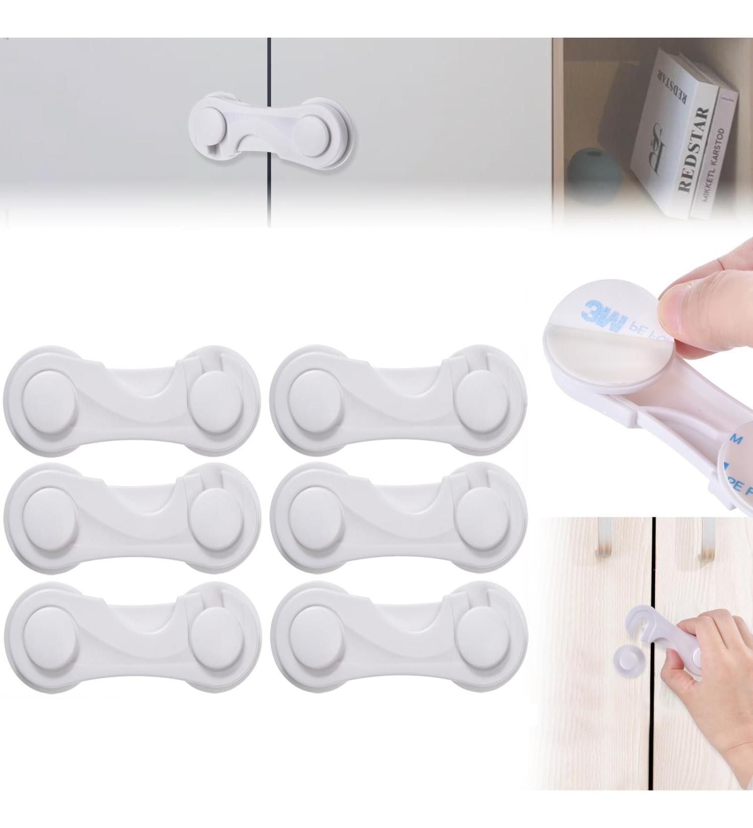 6 PCS Plastic Cupboard Locks for Children Baby SafetyÂ Locks Child Wardrobe Locks for Cabinets Drawers Fridge Door Adhesive Locks for Kids Kitchen Furniture - Buy Online on GoSupps.com