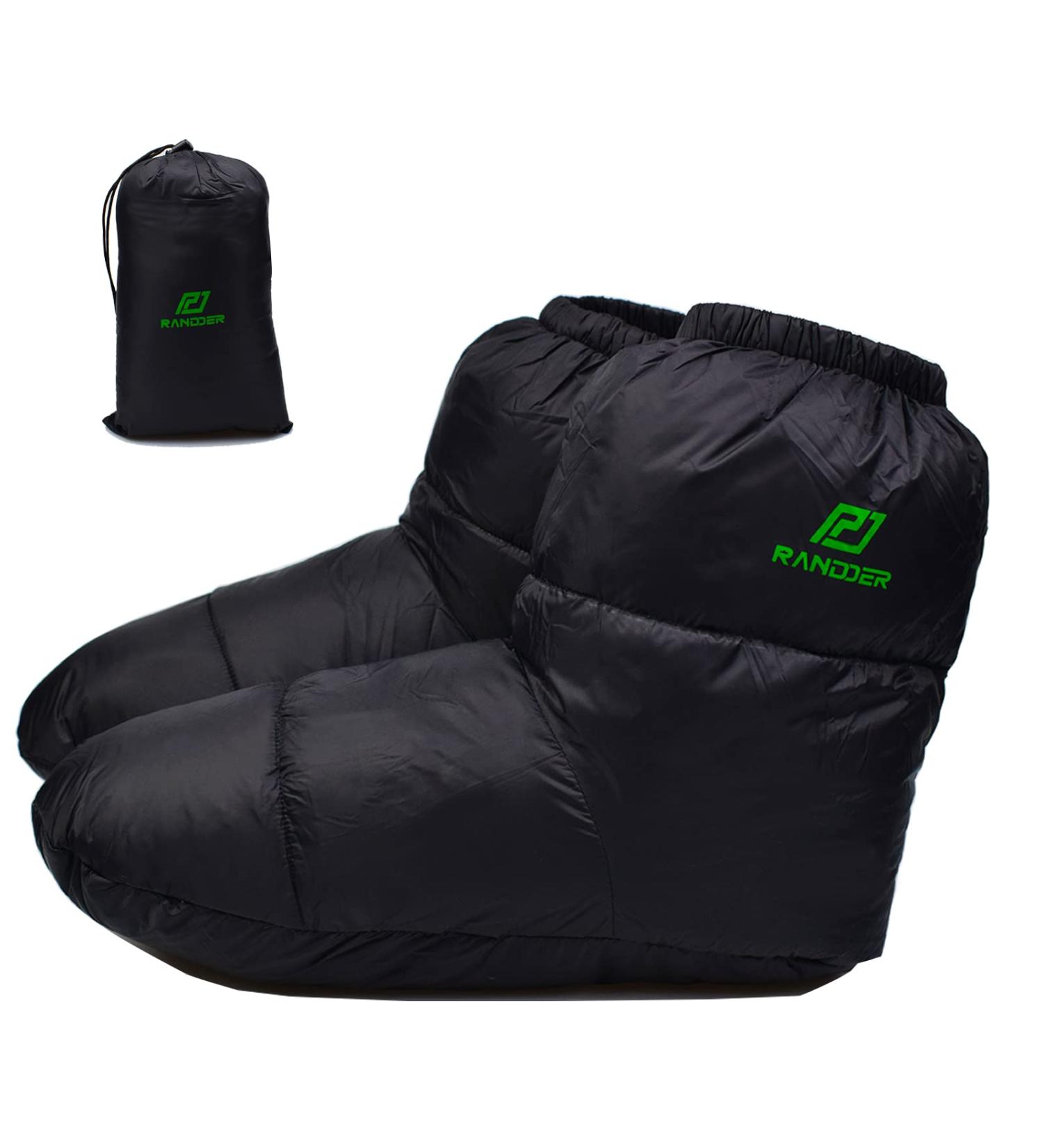 RANDDER Down Booties - Ultralight Warm Socks for Camp Backpacking - Cozy Sleeping Bag Slippers for Men & Women - Black Large - Buy Online on GoSupps.com