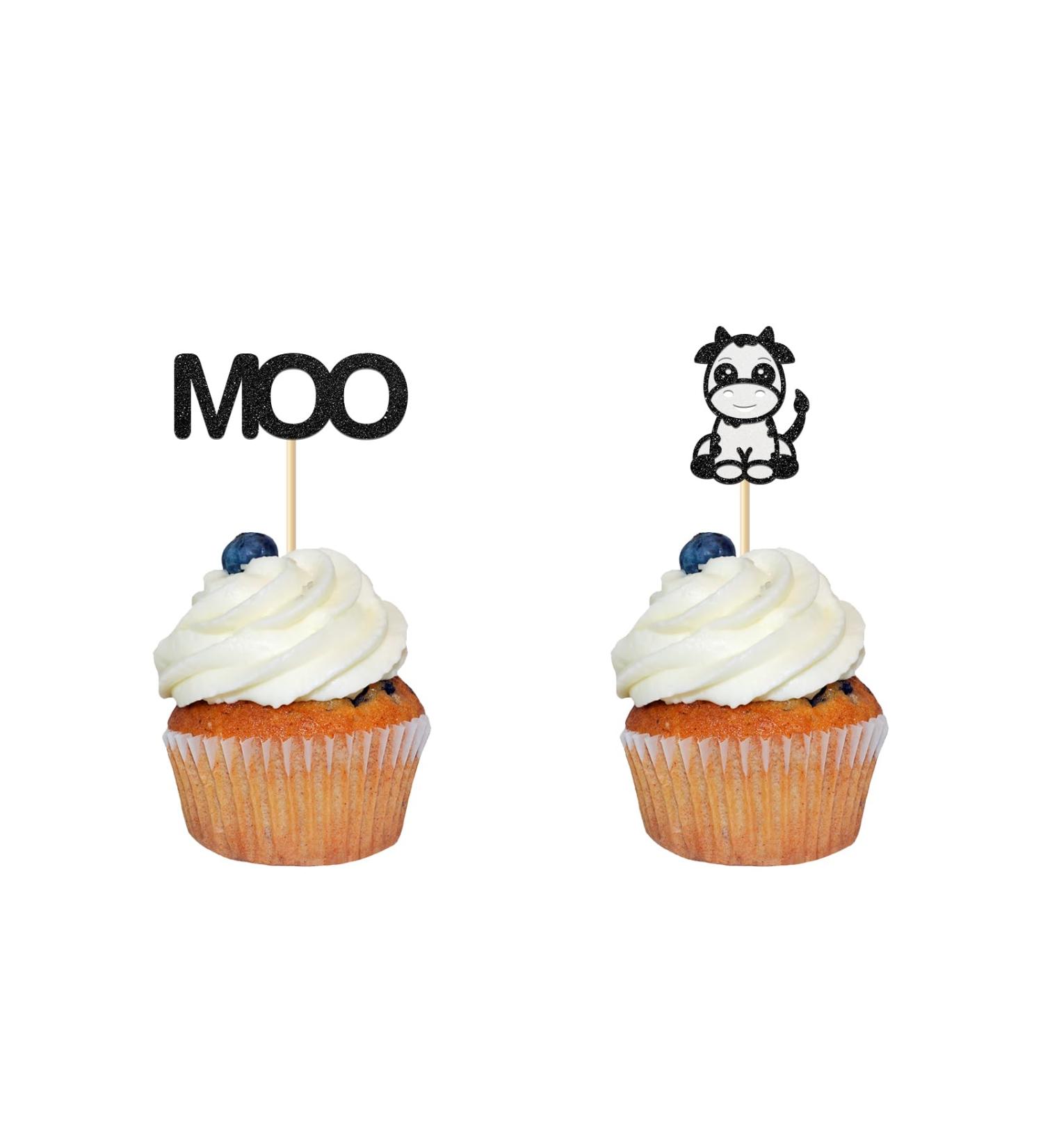 Kaakswa 24Pcs Cow Cupcake Topper Cow Happy Birthday Cake Party Decorations Farm Animals Theme Birthday Party Cake Decorations Supplies - Buy Online on GoSupps.com