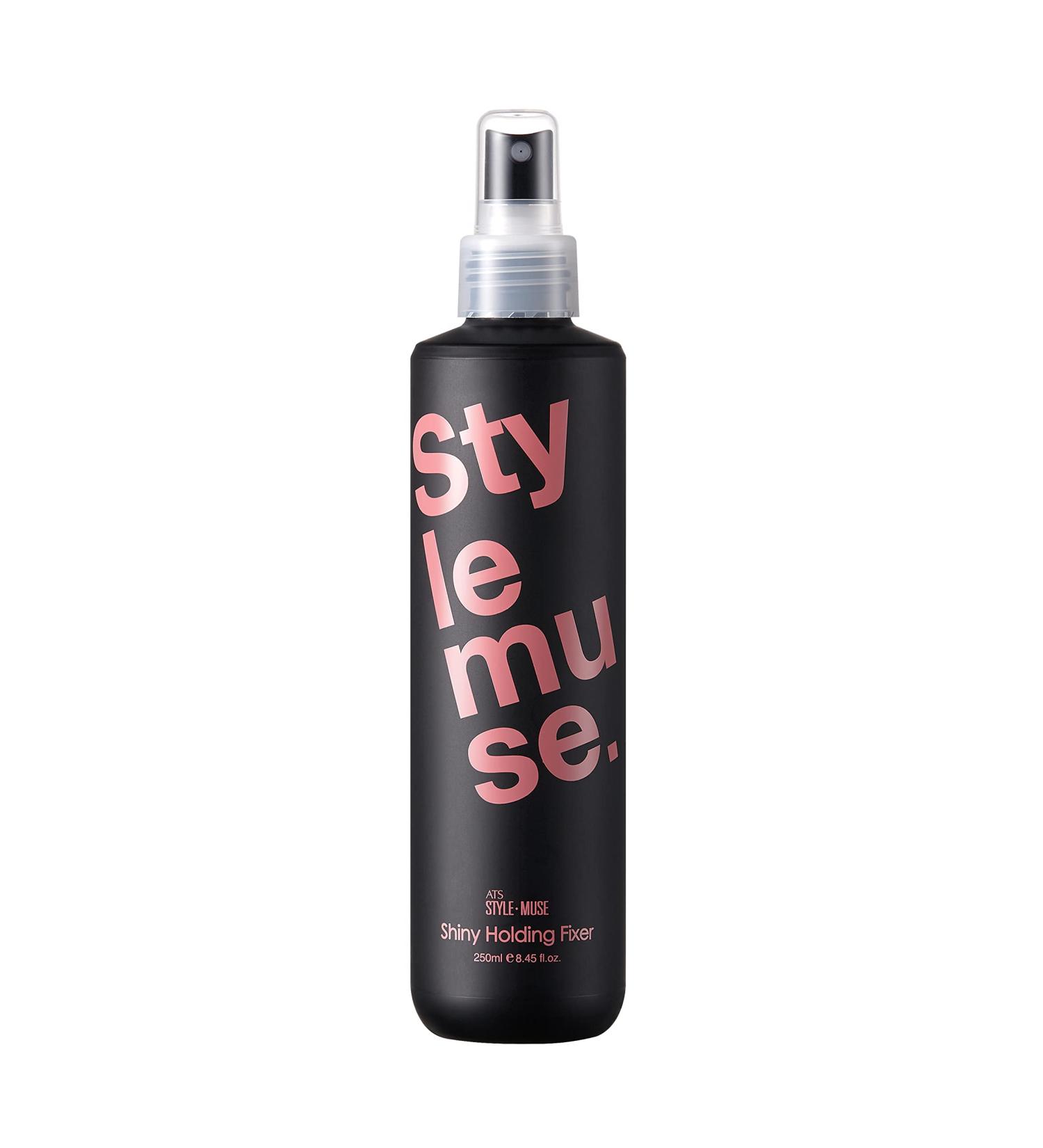 ATS Stylemuse Shiny Holding Fixer Volumizing Maximum Hold Shiny Finish and Fast Drying Non-Aerosol Spray 8.45 fl.oz. 250ml For All Hair - Buy Online on GoSupps.com