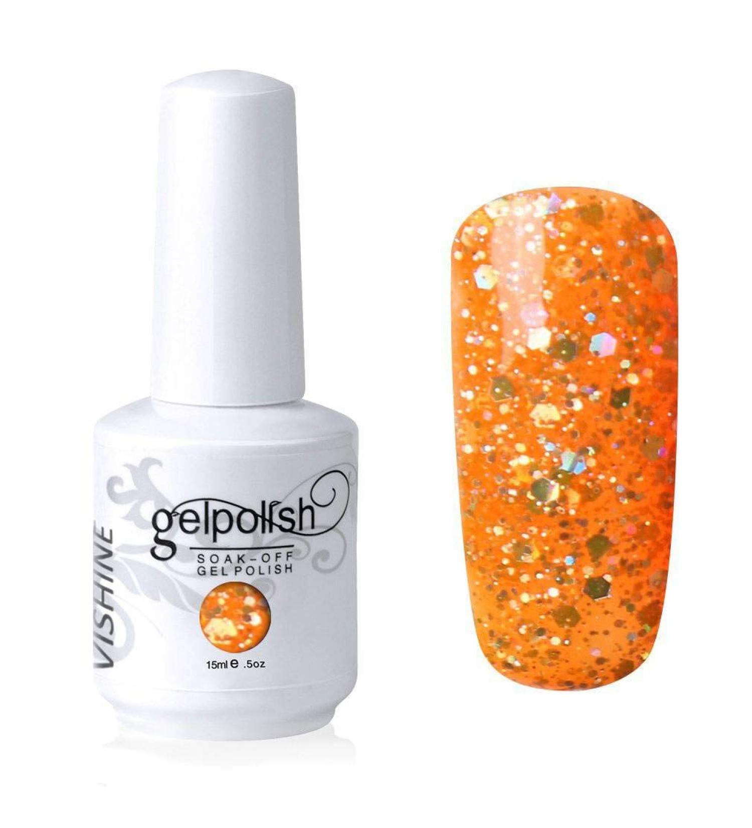 Vishine Nail Salon UV Manicure Polish Soak Off Gel Polish Nail Art Glitter Darkorange(705) #705 - Buy Online on GoSupps.com