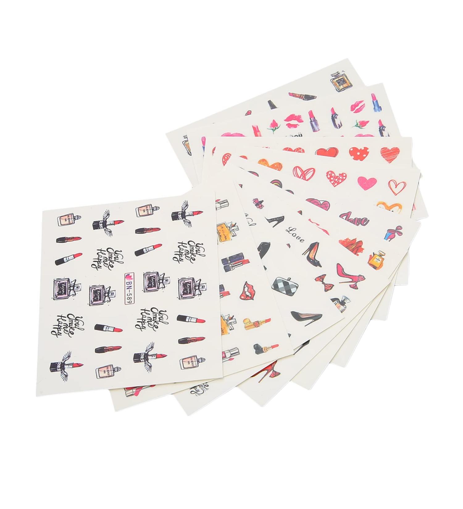 Nail Decal Nail Art Sticker Lipstick High Heels Pattern Self Adhesive for Home for Nail Salon for Natural Nail for Artificial Nail - Buy Online on GoSupps.com
