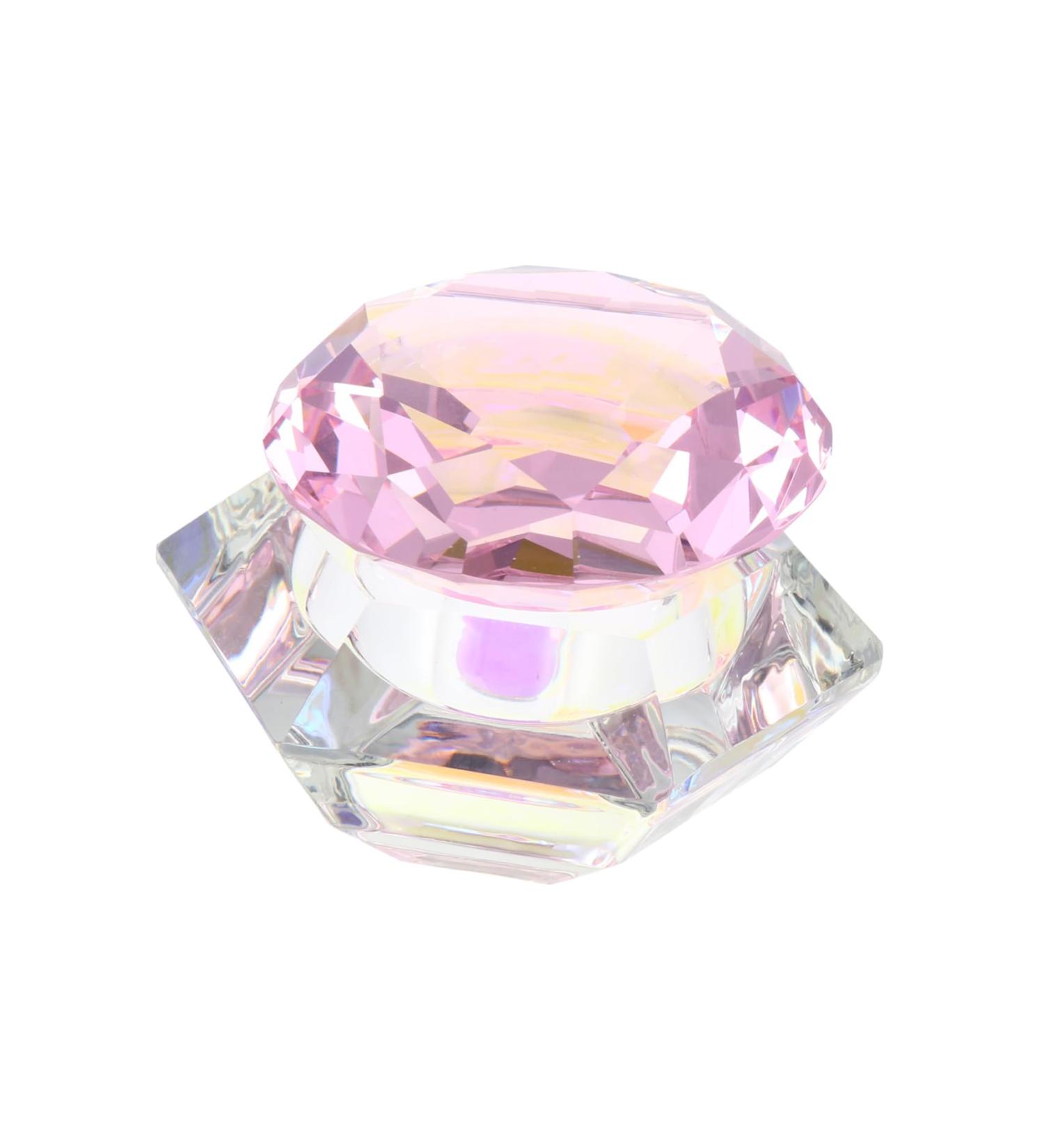 VINTORKY Clear Nail Polish 1pc nail art crystal cup nail tools manicure nail art cups crystal art glass crystal cup with lid self made crystal cup for nail art Hexagon Cups 7.5x6cm Pink - Buy Online on GoSupps.com