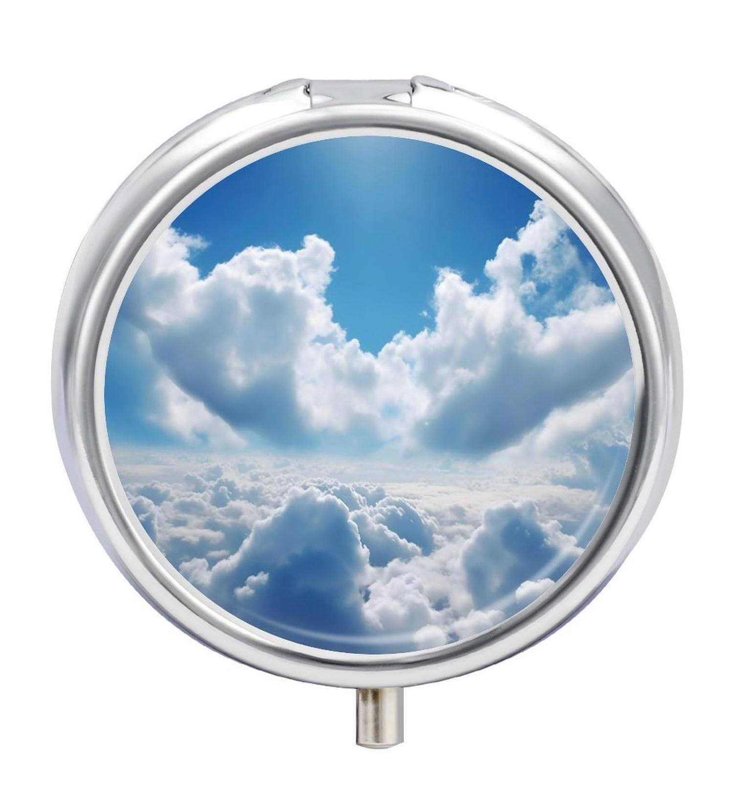 Sky Cloud Printing 3 Compartment Travel Pill Box - Portable Medicine Organizer for Handbags & Purses - Buy Online on GoSupps.com