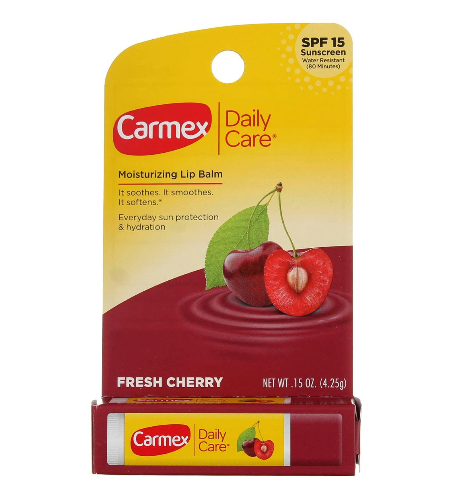 Carmex Lip Balm Stick Cherry SPF 15 - Hydrating & Soothing Lip Care | 0.15 Oz - International Shipping Available - Buy Online on GoSupps.com