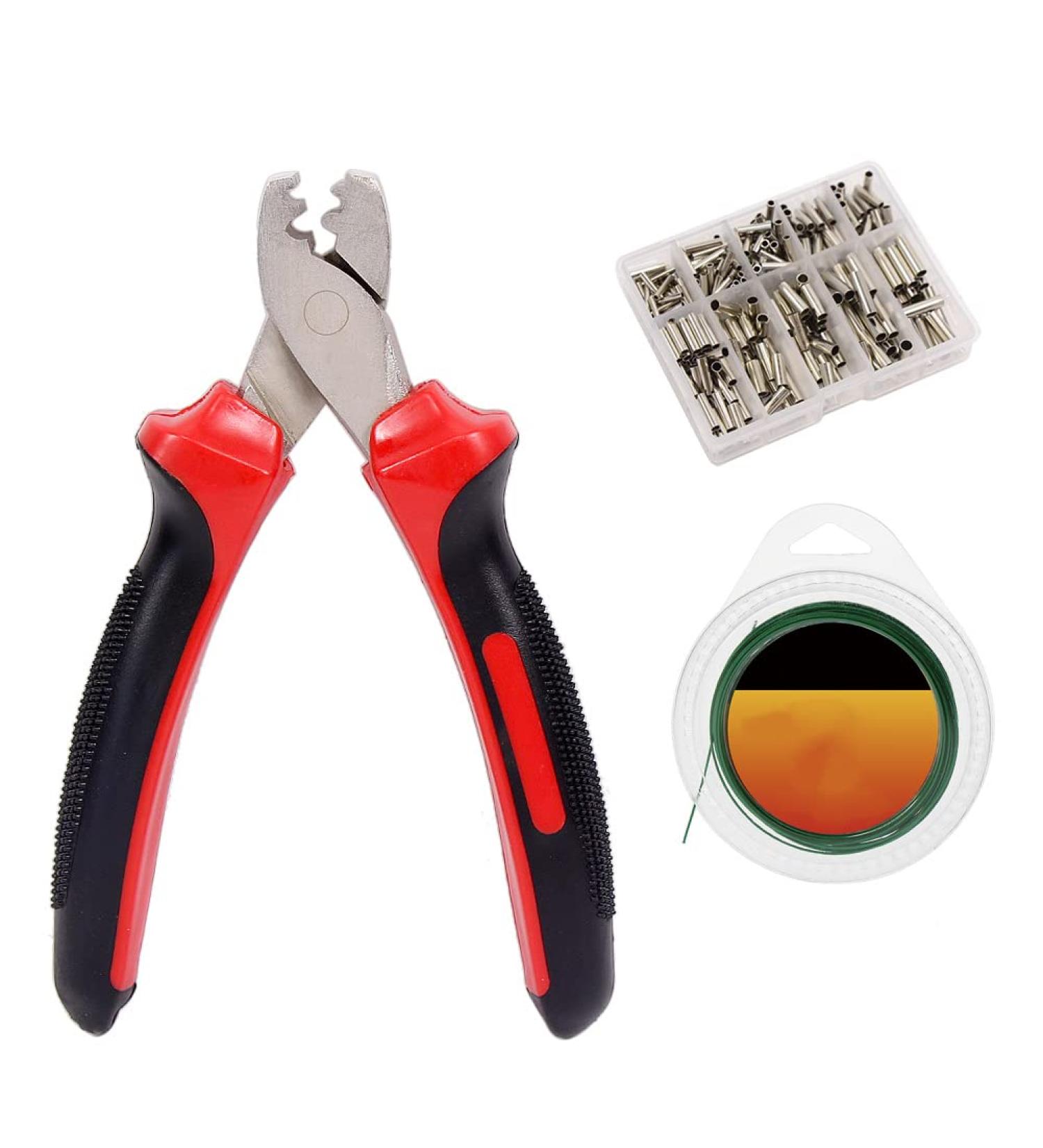 Croch Clamp Sleeves Set - 300 Fishing Pliers Crimp Sleeves in 7 Sizes | Durable Red Fishing Accessories - Buy Online on GoSupps.com