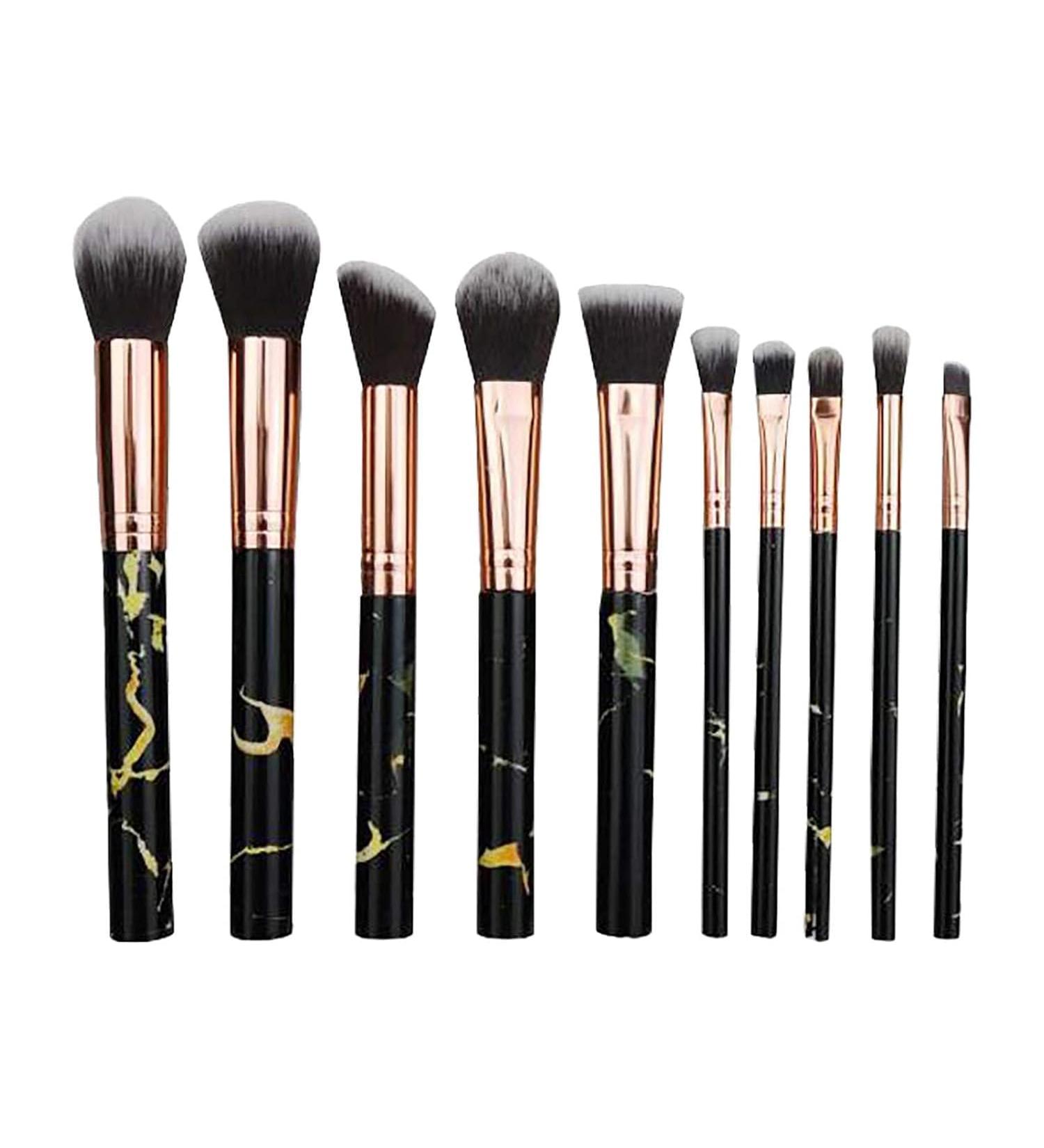 10PC Portable Makeup Brush Set for Eyes & Foundation - Black & Multicolor | Ideal for Men & Women - International Shipping Available - Buy Online on GoSupps.com