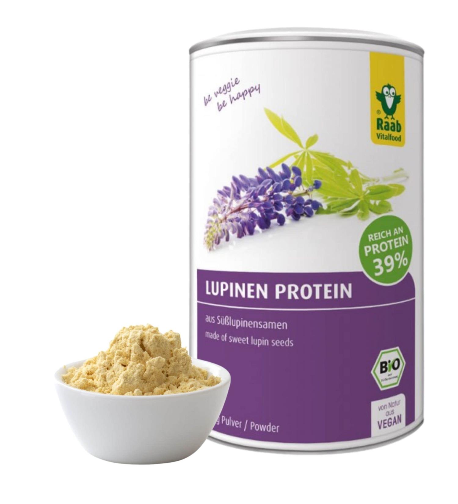 Raab Vitalfood Bio Lupinen Protein | Vegan Protein Powder | 39% Vegetable Protein & Essential Fatty Acids | Perfect for Shakes Smoothies & Baking | Made in Germany - Buy Online on GoSupps.com