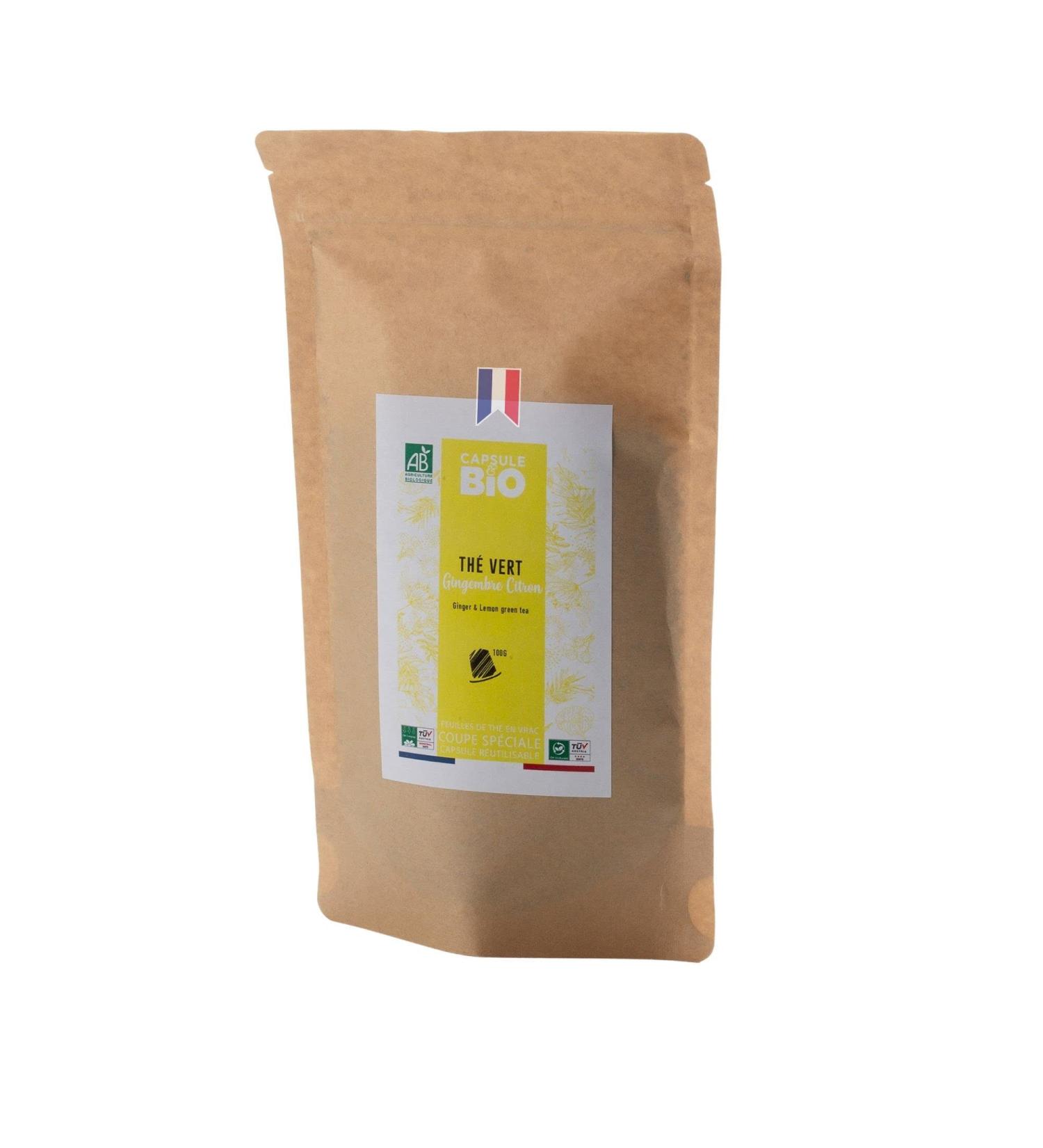  CAPSUL & BIO CAPSUL&BIO Organic Green Tea Ginger Lemon 125 g Bag - Fine Cut Instant Infusion Cold or Hot - 100% Natural Ingredients Certified Organic by Ecocert - Made in France - Buy Online on GoSupps.com
