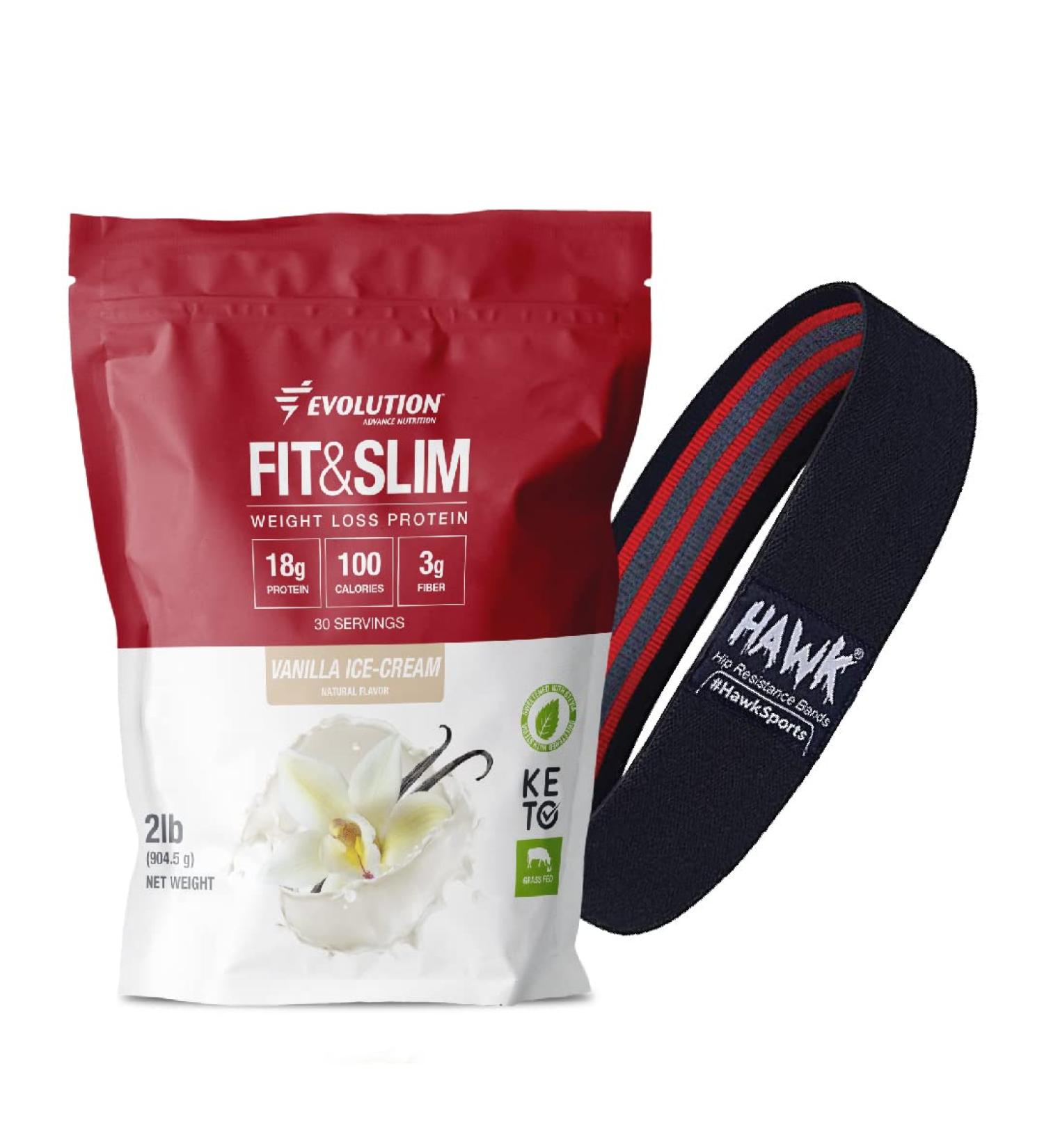 Evolution Advance Nutrition Fit & Slim Blend, 2 Pounds + Resistance Loop Bands for Home Exercise Grass Fed Whey Protein Powder, Easy Digesting, Keto Approved, Non GMO, Stevia Sweetened (Vanilla) - Buy Online on GoSupps.com