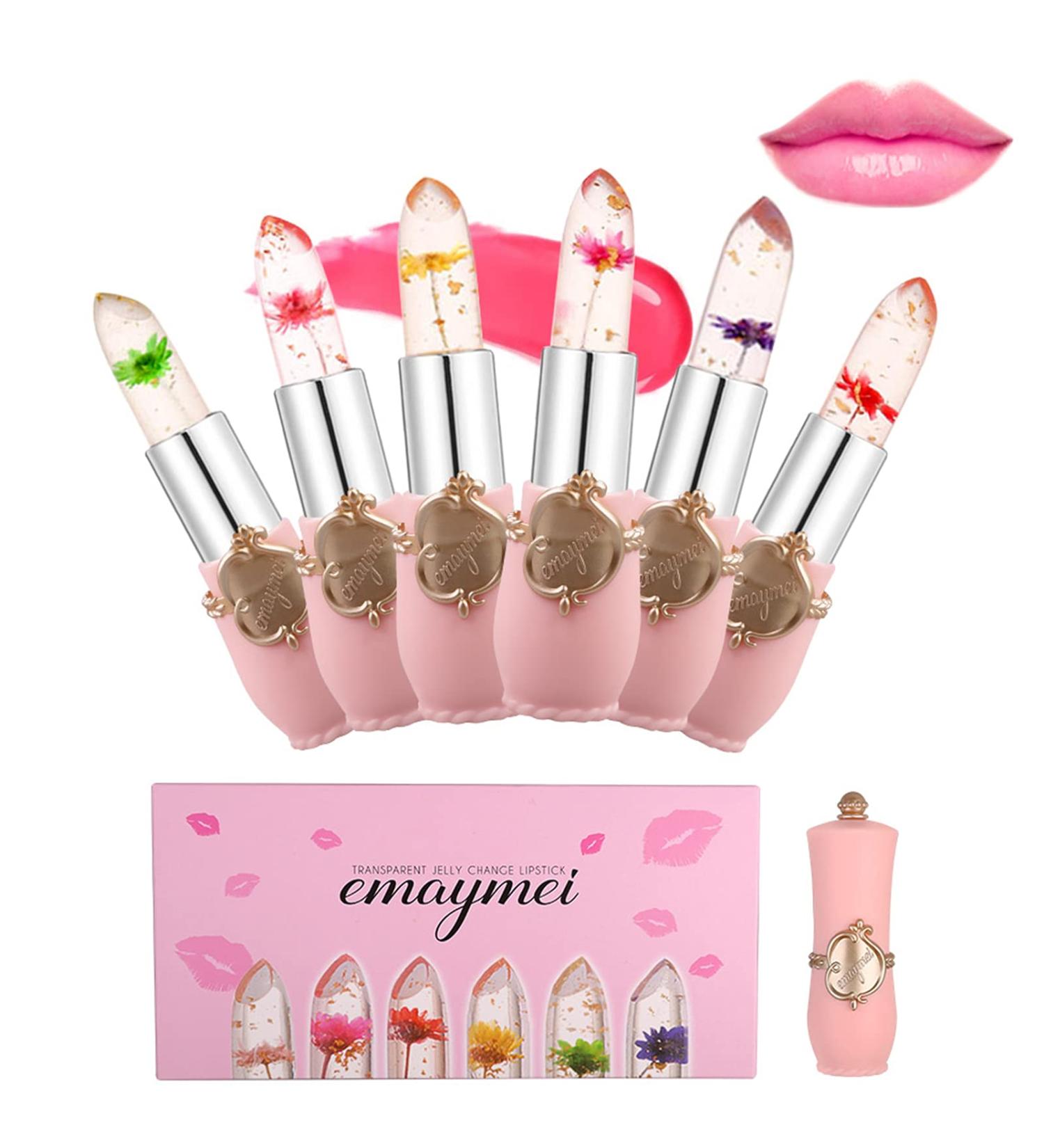 Xiangmall 6-Piece Color Changing Jelly Lipstick Set - Crystal Lip Balm & Flower Lip Gloss - Perfect Gift for Mothers & Girls - Buy Online on GoSupps.com