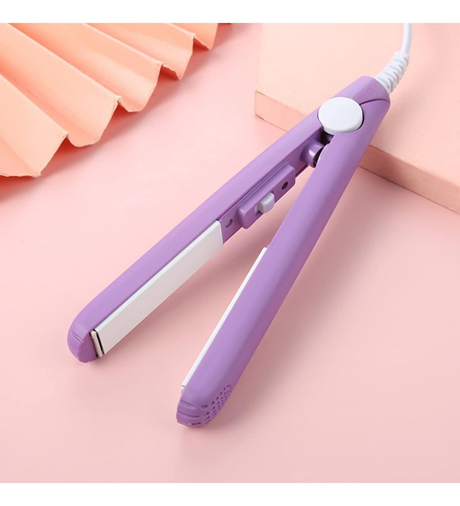 Purple Mini Hair Curler & Straightener - 2 in 1 Ceramic Styling Tool for Short & Fine Hair - Buy Online on GoSupps.com