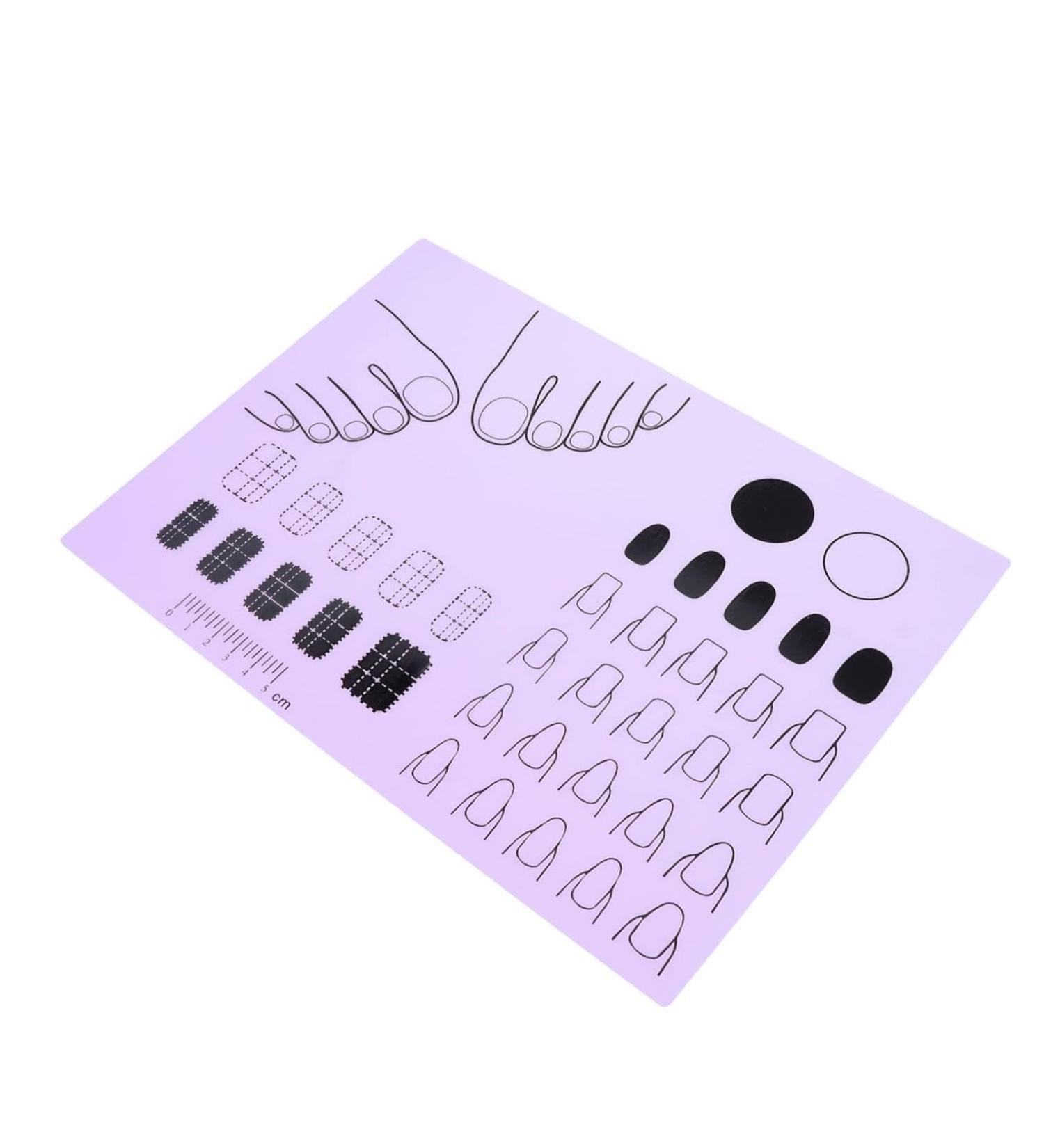 Silicone Nail Mat | Nail Practice Manicure Protector Pad - Professional Nail Sticker Guide Nail Manicure Tools Stamping Mat for Acrylic Fingernails Purple - Buy Online on GoSupps.com
