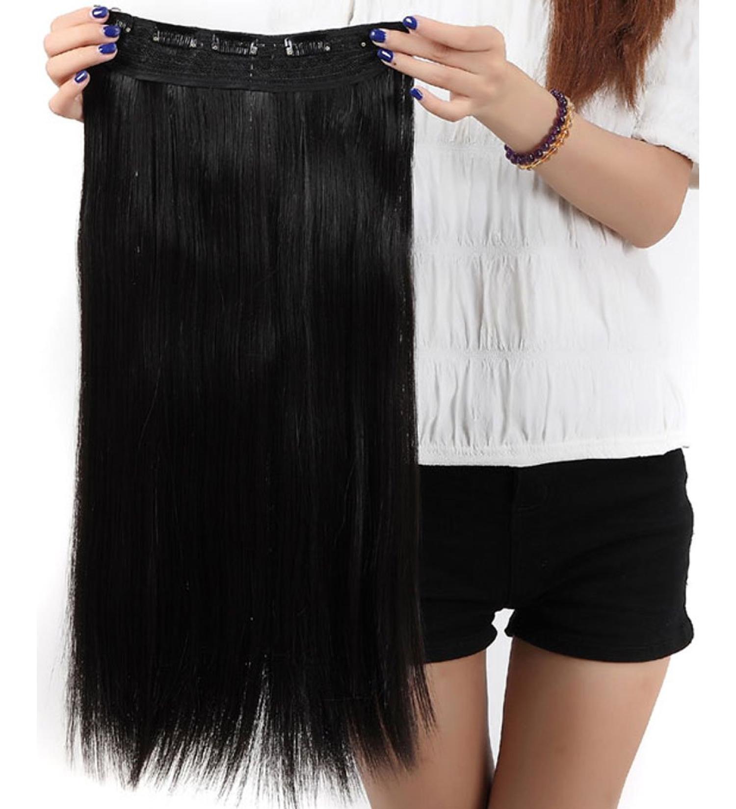 S-noilite 23 Inches (58cm) 3/4 Full Head One Piece 5clips Clip in Hair Extensions Extension Long Straight Hairpiece (Natural Black) - Buy Online on GoSupps.com