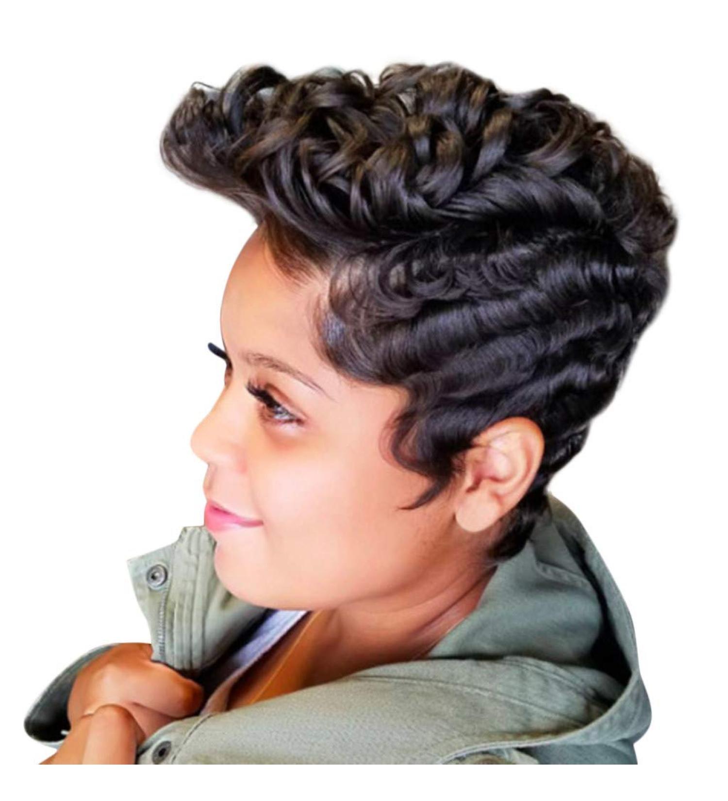 Wig Afro Hair Women Short Black Curly Synthetic Short Cosplay Wavy Curls Anime Human