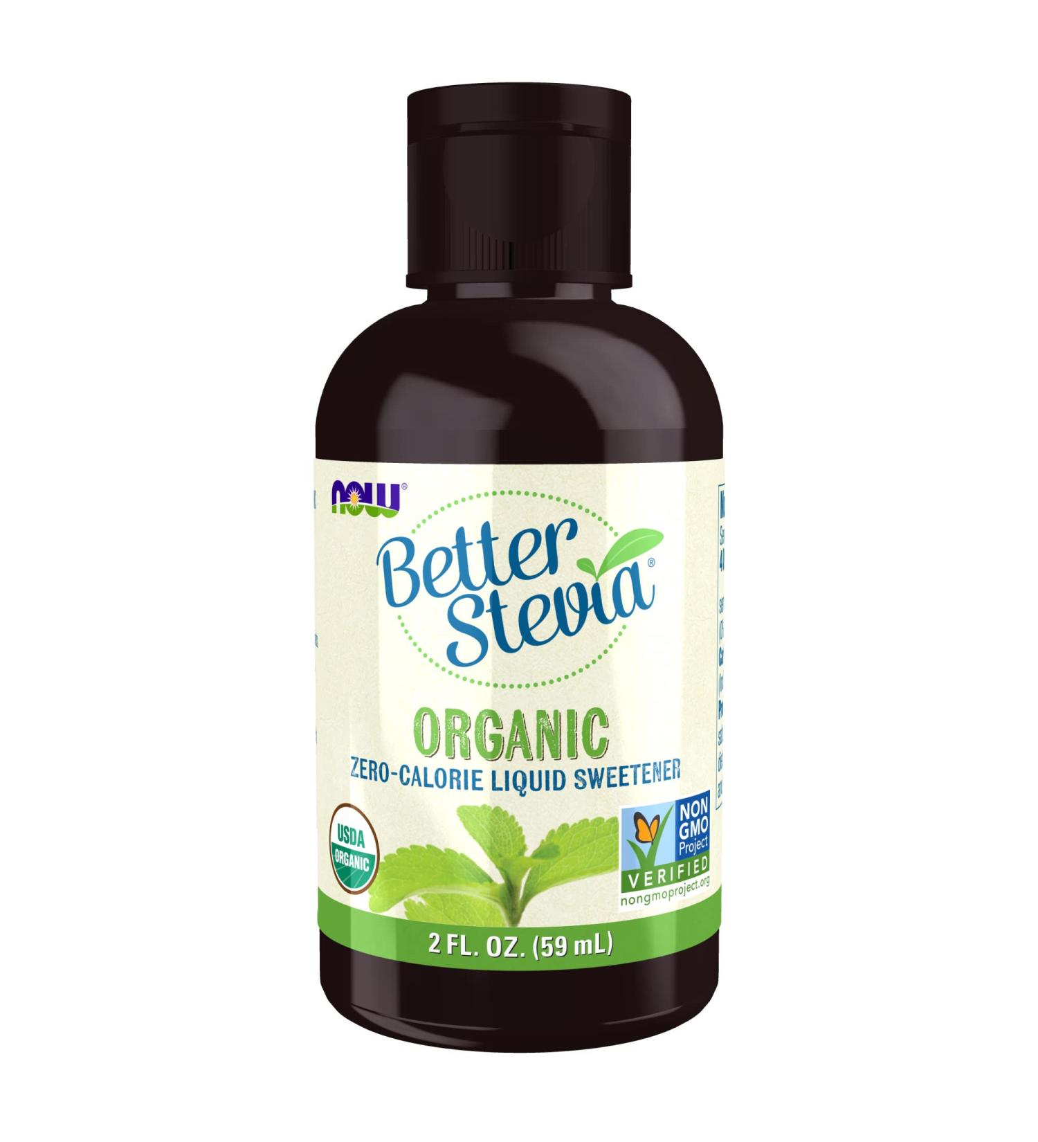 Now Foods Organic Better Stevia Zero-Calorie Liquid Sweetener - 2 fl oz (60 ml) | Natural Sugar Substitute - Buy Online on GoSupps.com