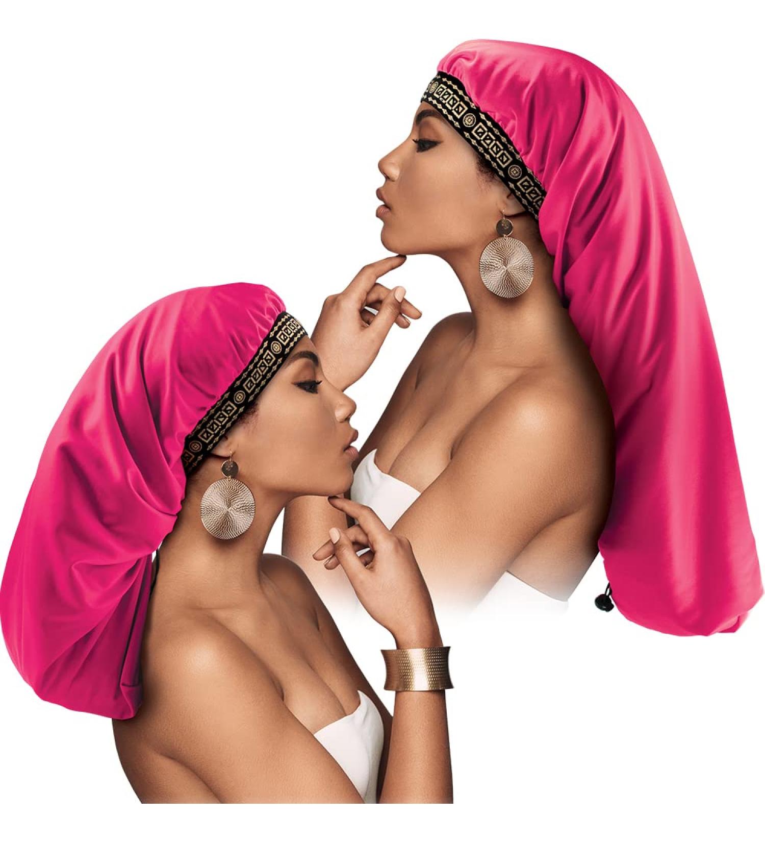 Beauty Town Satin Lined Bonnet Cap for Braiding, Dreadlocks & Natural Hair - Hot Pink - Buy Online on GoSupps.com