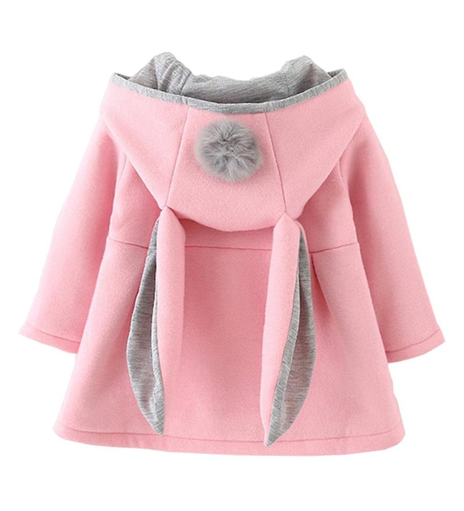 TMEOG Newborn Toddler Baby Girls Rabbit Ears Cloak Hooded Coat | 12-18 Months | Pink - Buy Online on GoSupps.com