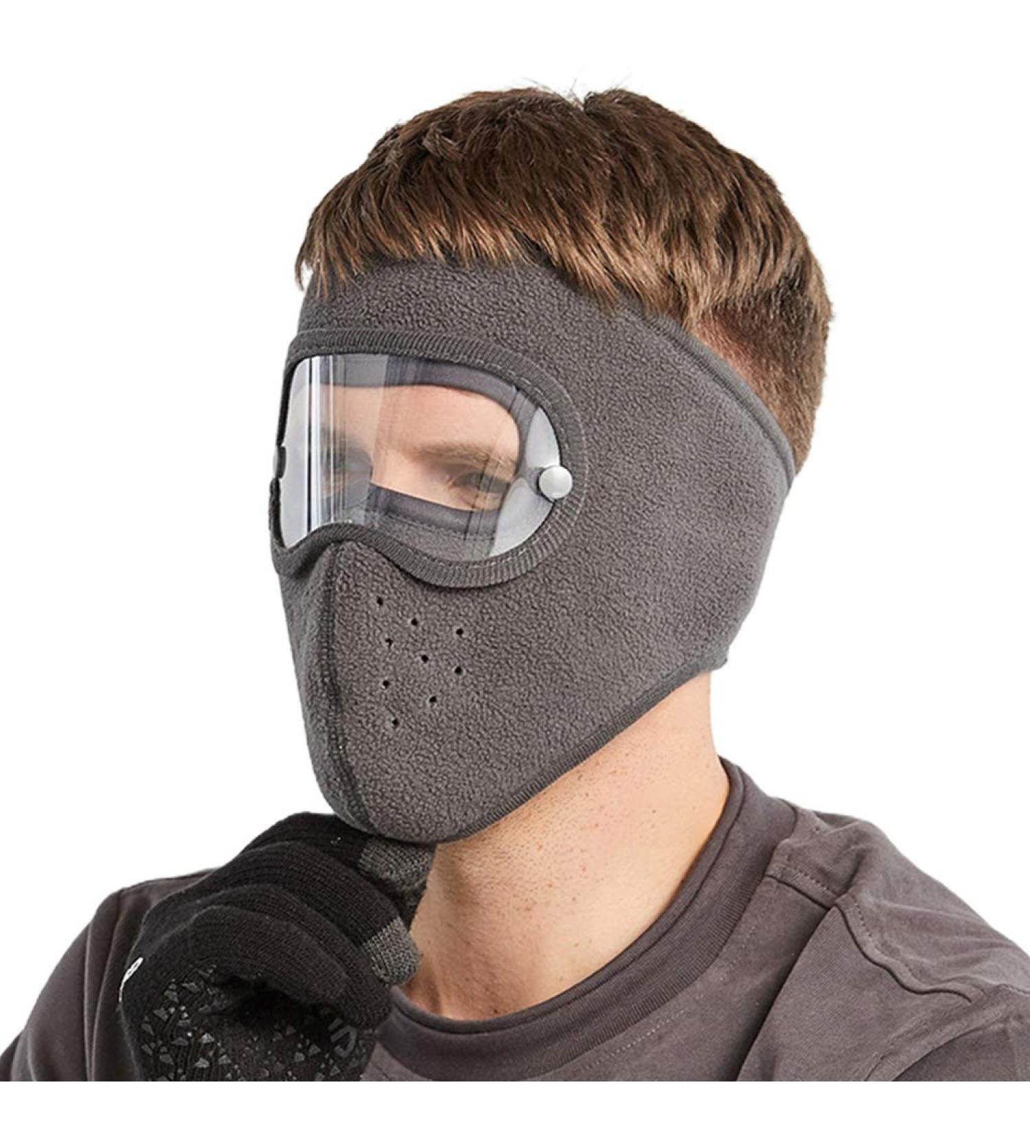 Mishiti Unisex Winter Cycling Windproof Full Face Mask & Removable Transparent Eye Protection Glasses - Anti-Fitting Polar-Fleece Storm Hood | International Shipping Available - Buy Online on GoSupps.com