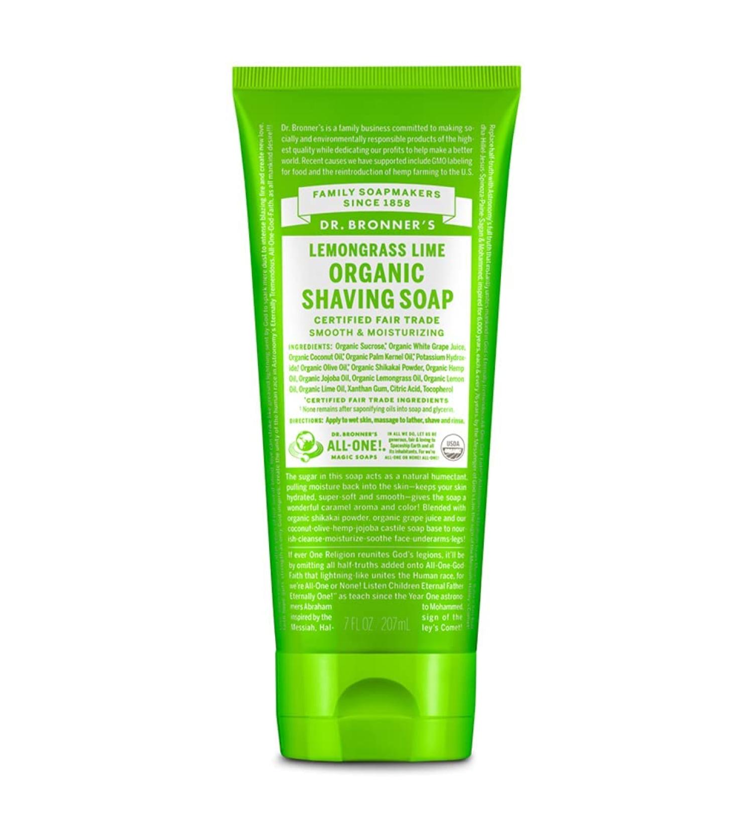 Dr. Bronner Shaving Soap - Lemongrass Lime | Refreshing and Natural Shave - Buy Online on GoSupps.com