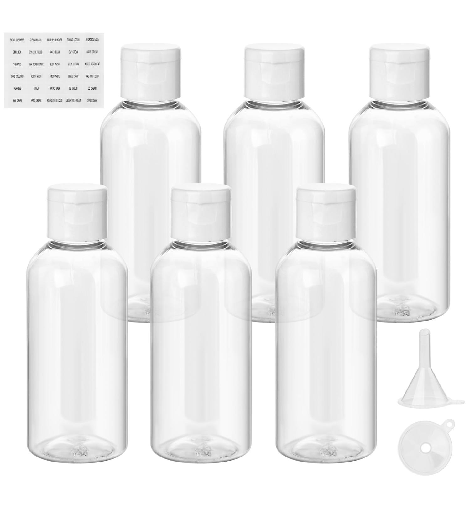 Flintronic 80ml Travel Bottles Set - 6pcs Cosmetic Fillable Bottles with Funnel for Air Travel & Business Trips - Buy Online on GoSupps.com