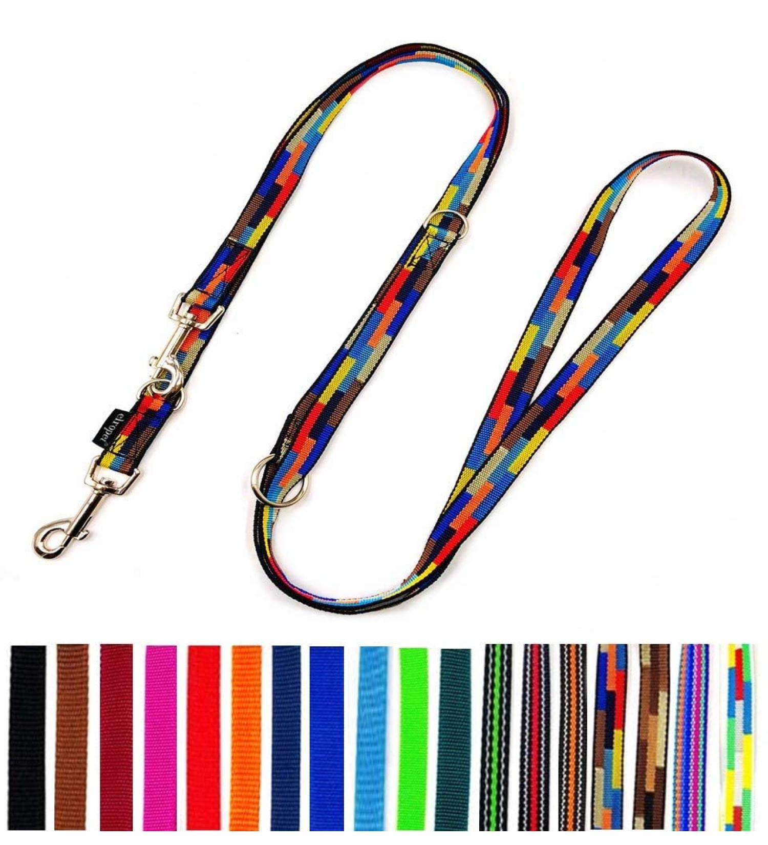 Adjustable Dog Linen Doppeleine Leash for Large Dogs - 2m 2.40m 2.80m 3.50m & 5m Options - 20mm & 25mm Width - Navajo Style (8 Colors) - Ideal for Comfort & Control - Buy Online on GoSupps.com