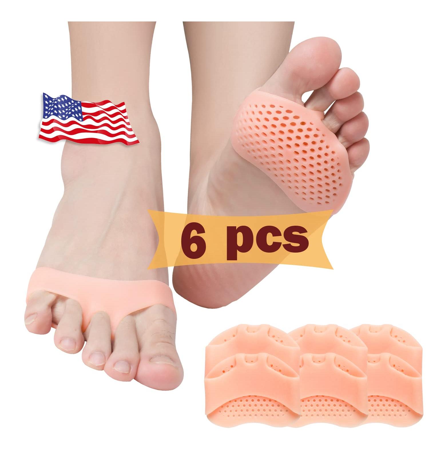 Metatarsal Pads 6 PCS - Breathable Gel Forefoot Cushion Sleeves for Metatarsalgia Relief - Nude - Buy Online on GoSupps.com