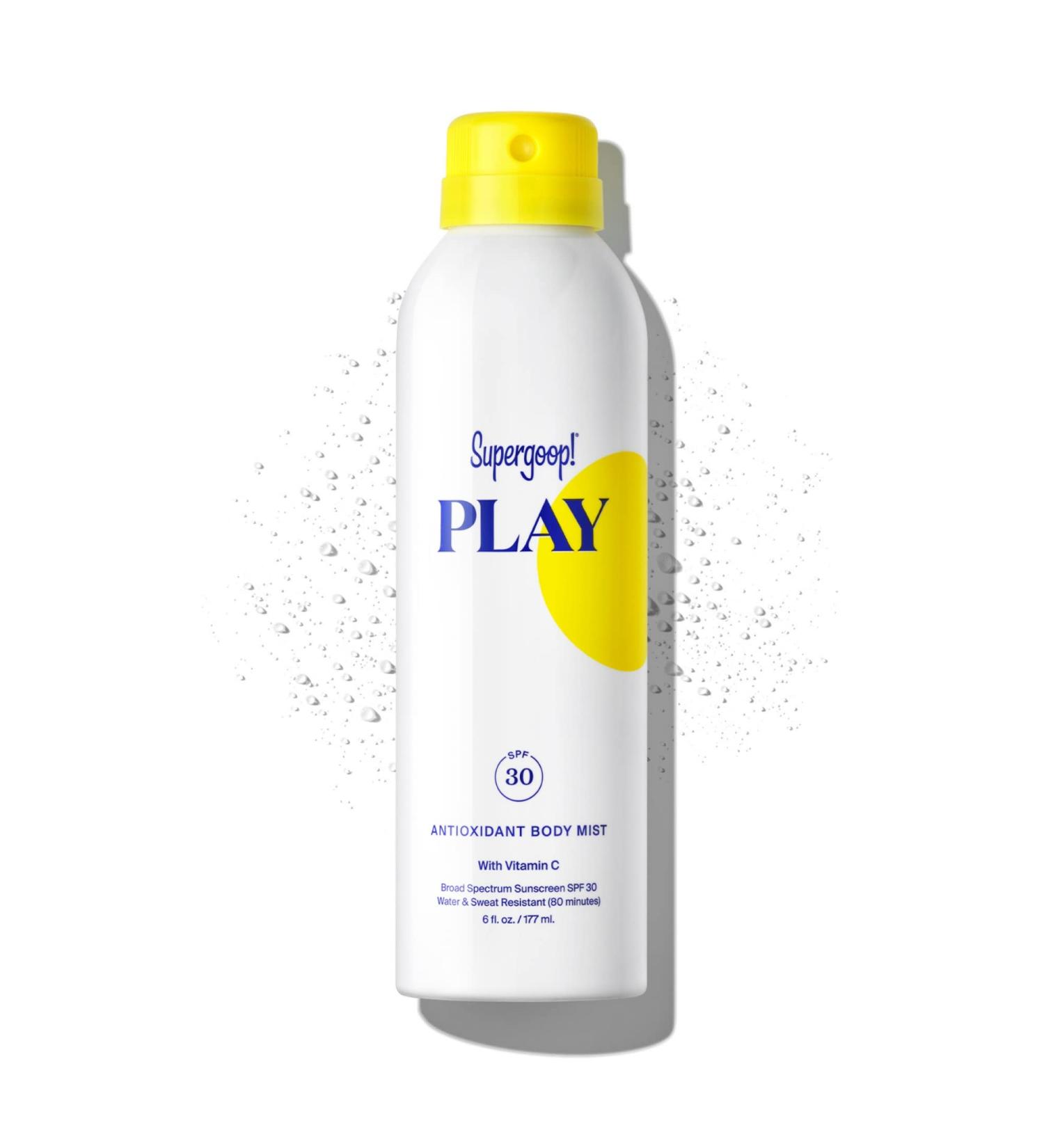 Supergoop! PLAY SPF 30 Antioxidant Body Mist with Vitamin C - 6 fl oz | Reef-Friendly Sunscreen Spray for Sensitive Skin | Clean Ingredients for Active Days - Buy Online on GoSupps.com