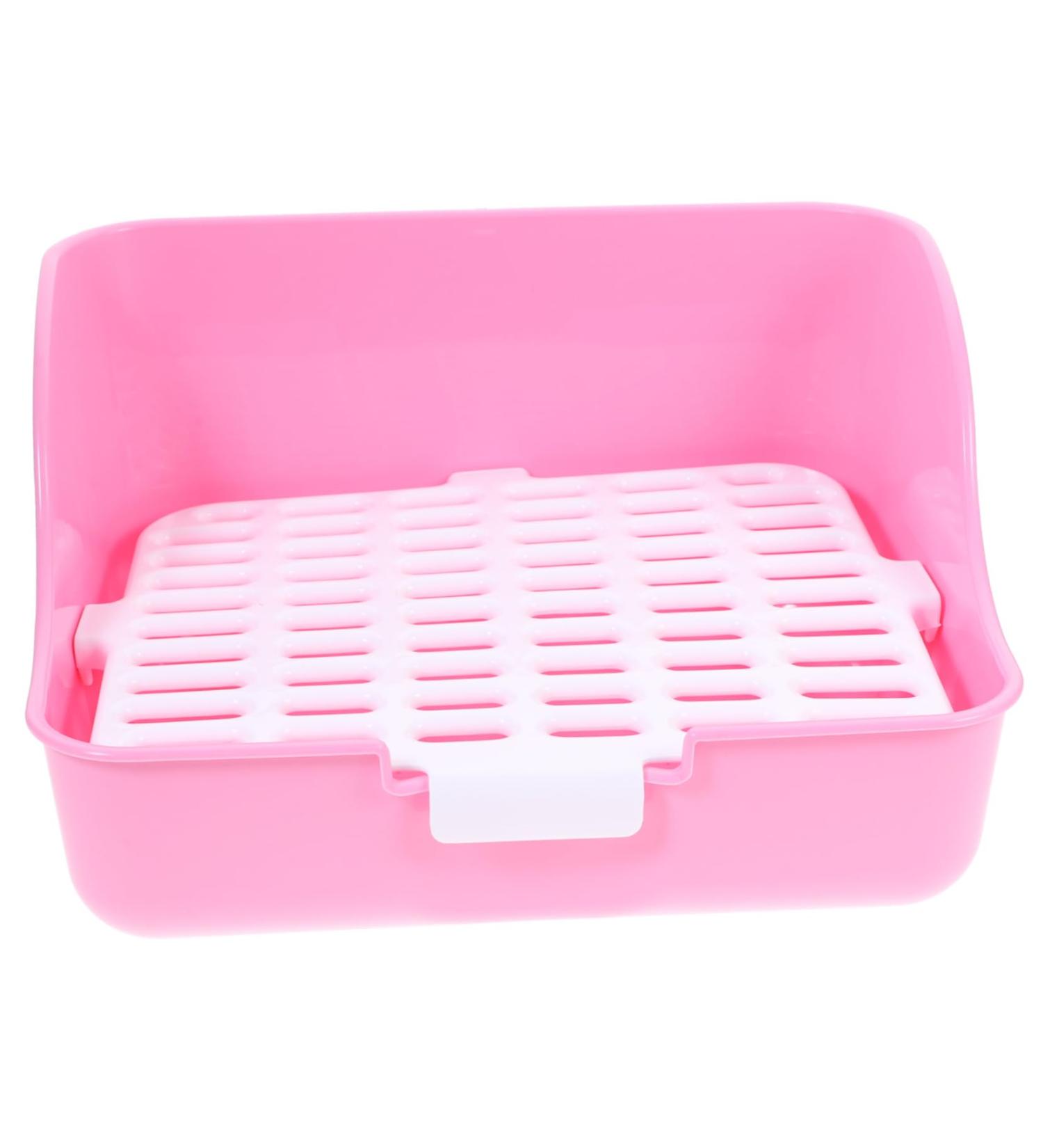 COLLBATH Box Rabbit Toilet Guinea Pig Cooling Racks for Baking Pet Litter Pan Trainer Cat Toilet Plastic 28.5X23.5X15.5CM Pink - Buy Online on GoSupps.com