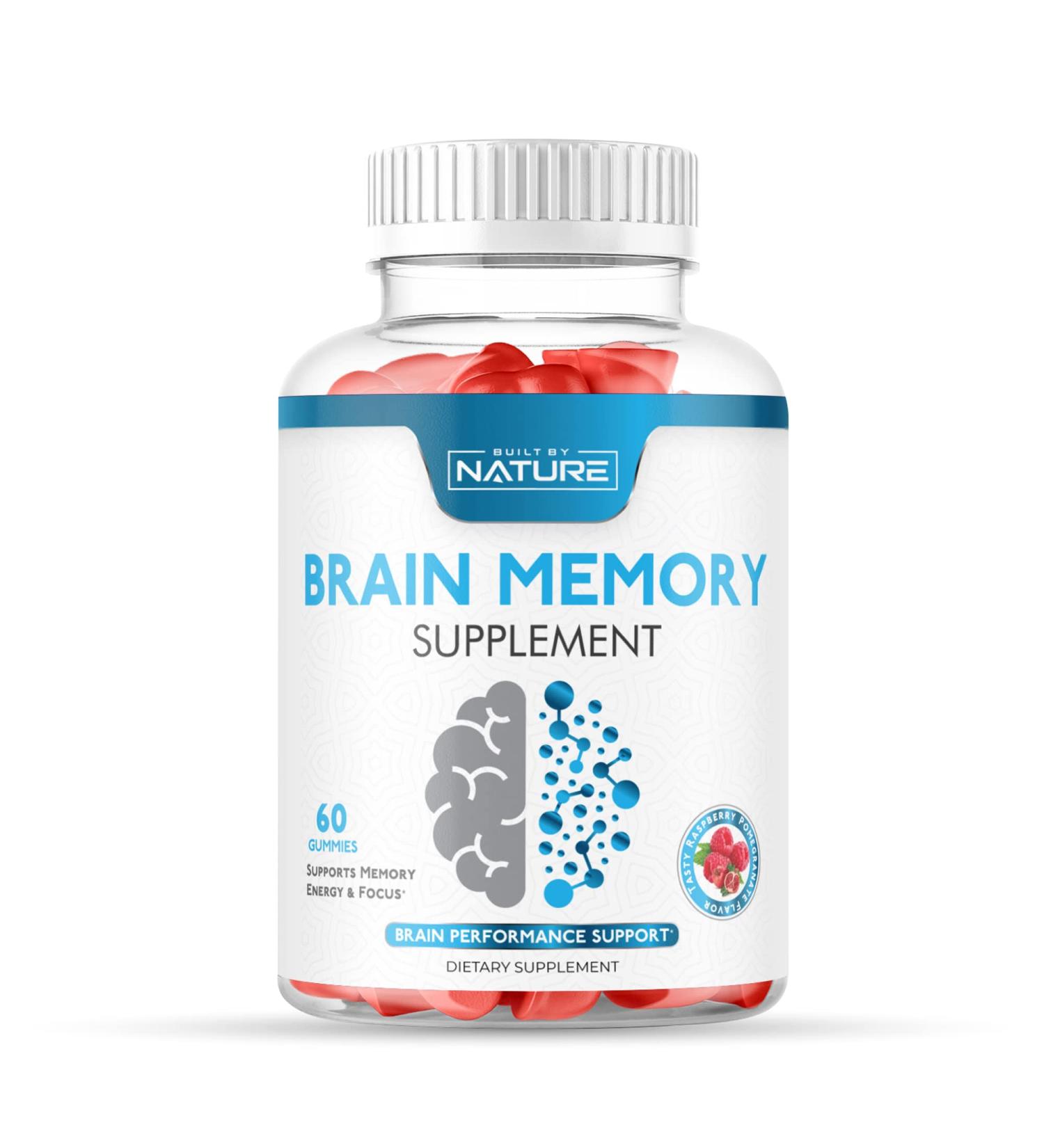 Memory Support Gummy Supplement with Phosphatidylserine and Vitamin B12 - Nootropic Brain Booster for Seniors and Adults - 60 Gummies - Buy Online on GoSupps.com