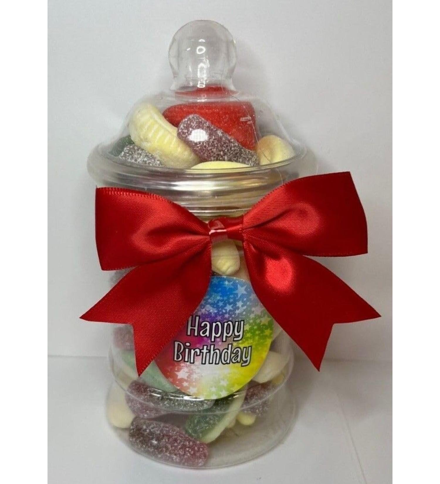 Happy Birthday Filled Pick N Mix Sweet Victorian Jar Gift Personalised Present 380ml - Buy Online on GoSupps.com