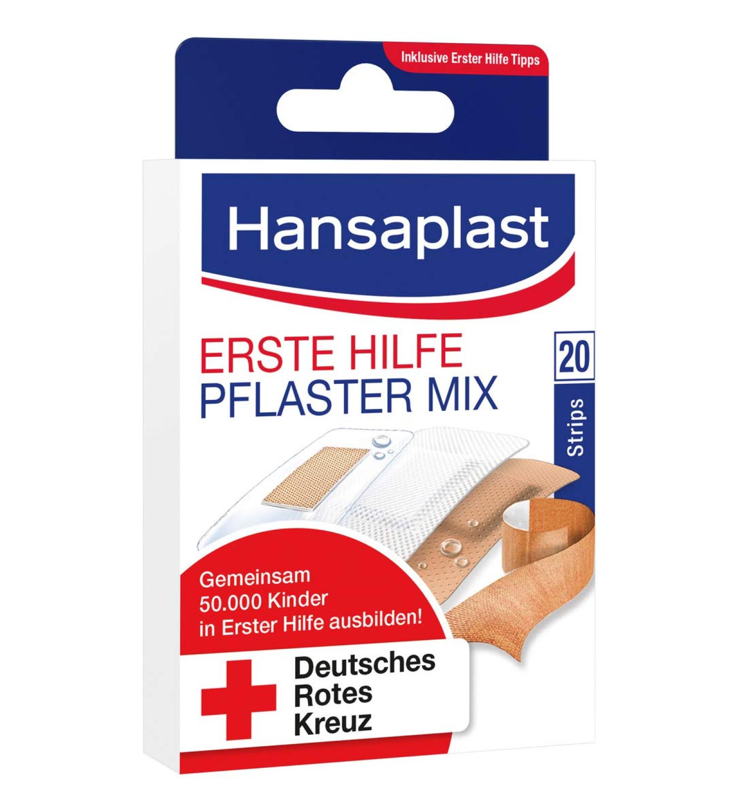 Hansaplast DRK First Aid Plaster Mix Strips - 20 Pieces - Essential Injury Care for Every Home - Buy Online on GoSupps.com