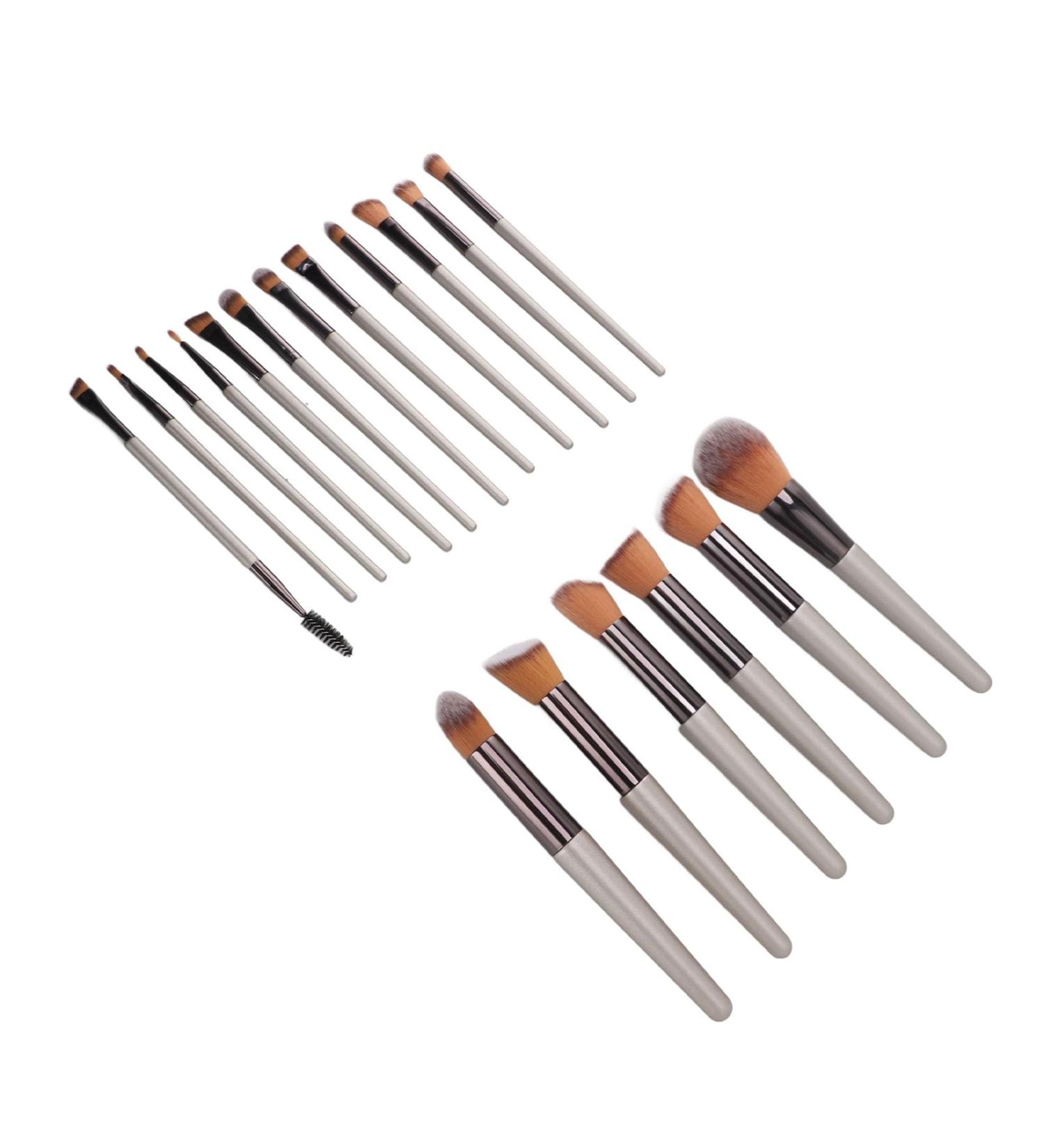Face Powder Applicator Cosmetic Brush Set 18 Pieces Ergonomic Design Synthetic Fiber Aluminum Tube Multi-Purpose for Eyebrows Soft and Silky Blush Lips - Buy Online on GoSupps.com