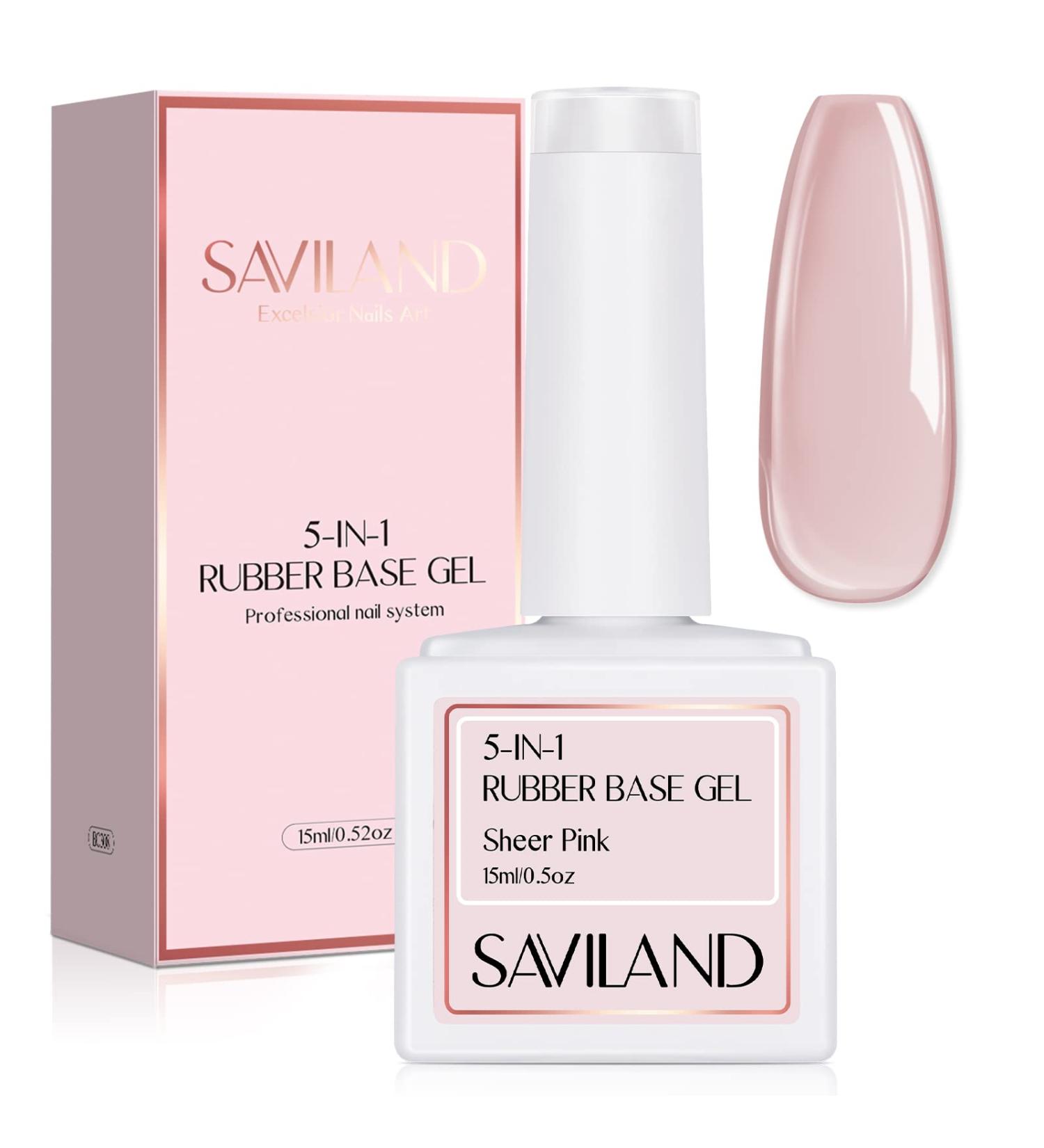 Saviland 5-In-1 Sheer Pink Rubber Base Gel Nail Polish - Strengthener for Starters & Professionals - Home DIY - Buy Online on GoSupps.com