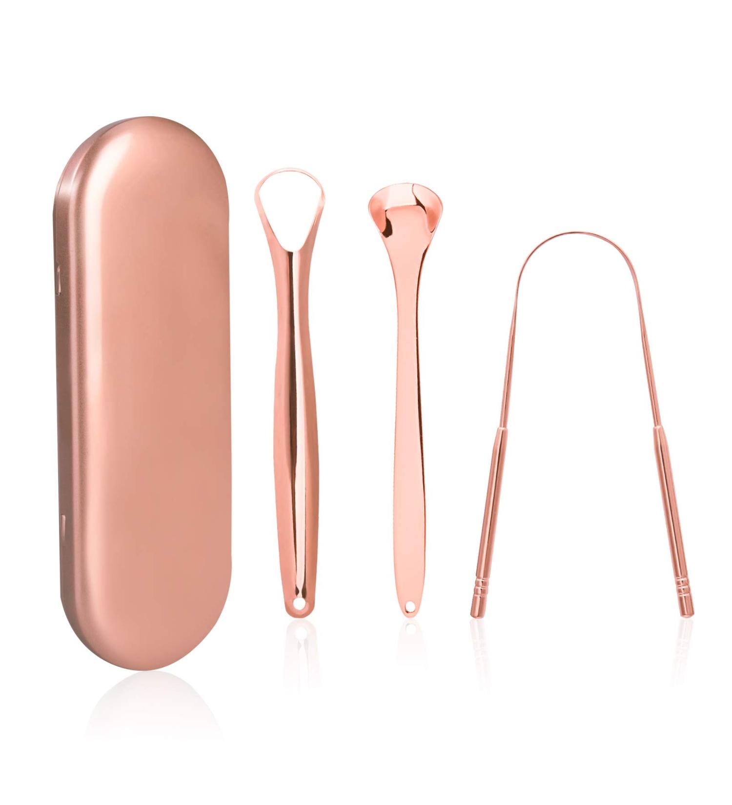 Stainless Steel Tongue Scraper Kit 3-Piece Oral Care Set for Fresh Breath | Tongue Cleaner with Metal Case - Buy Online on GoSupps.com
