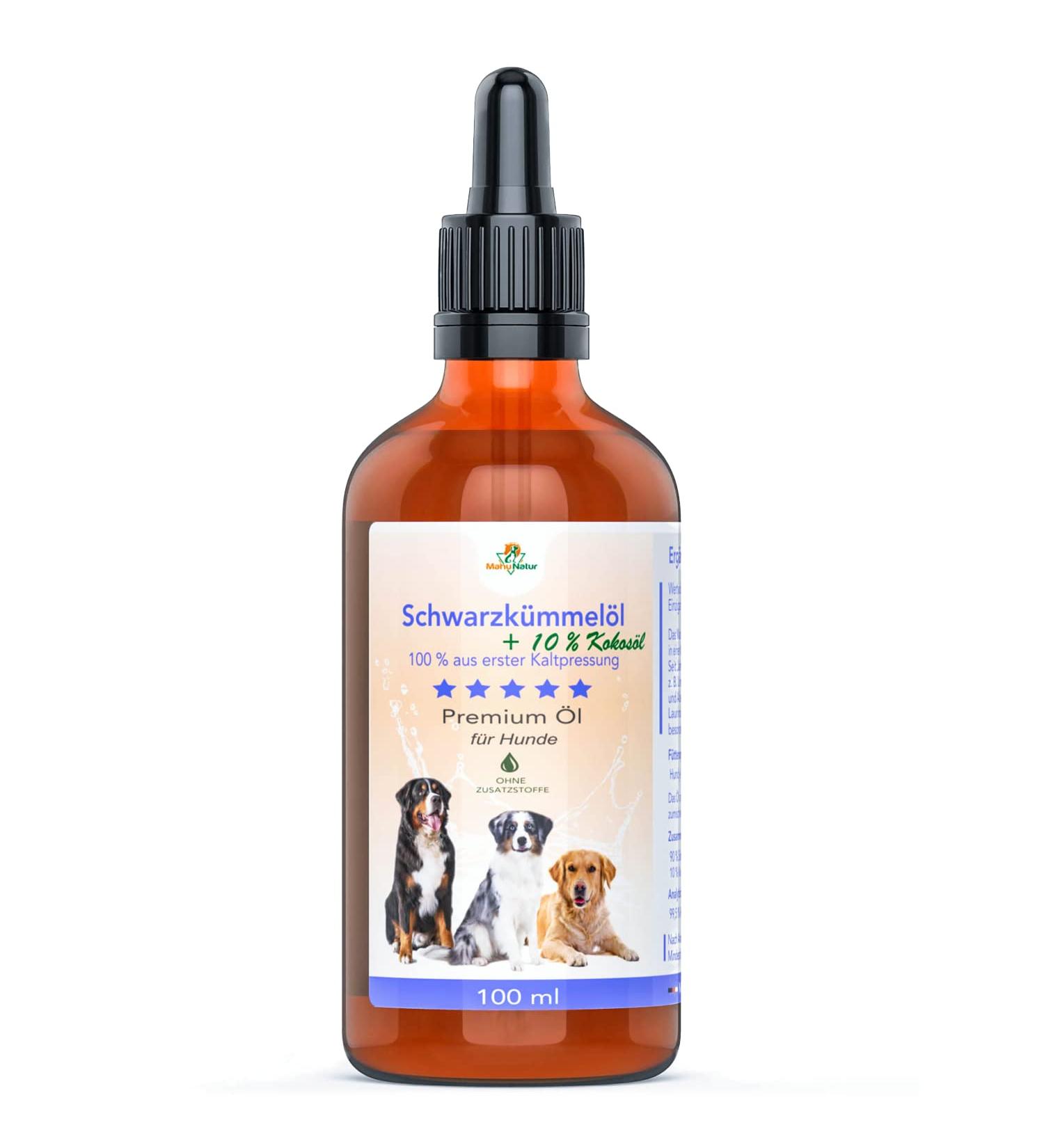 MAHU Natur Black Cumin Oil for Dogs - 100ml Unfiltered with 10% Coconut Oil | Sustainable Glass Bottle & Pipette - Optimal Health Booster - Buy Online on GoSupps.com
