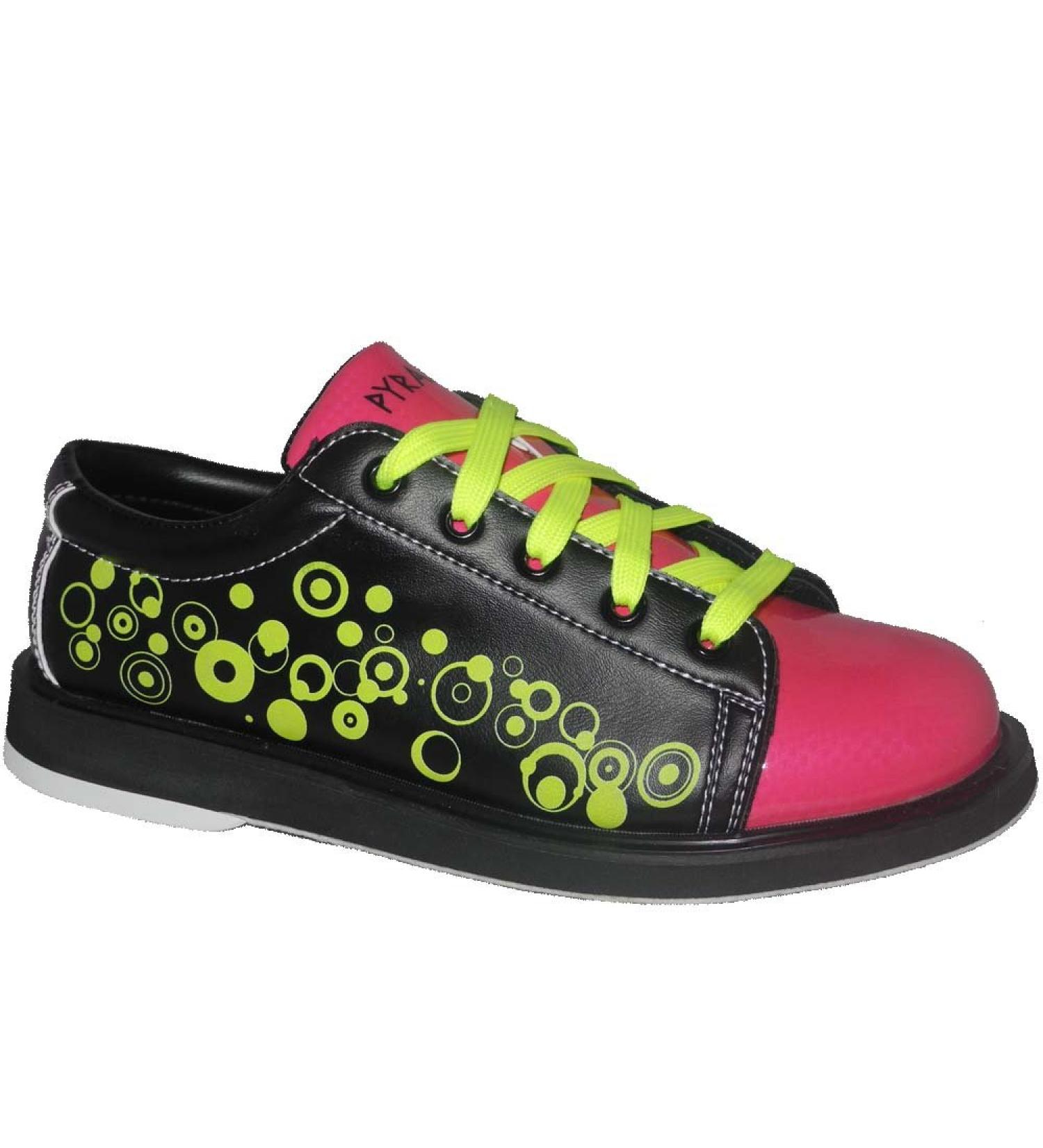 Pyramid Women's Rain Bowling Shoes - Black/Hot Pink/Lime Green - Size 5 - Buy Online on GoSupps.com