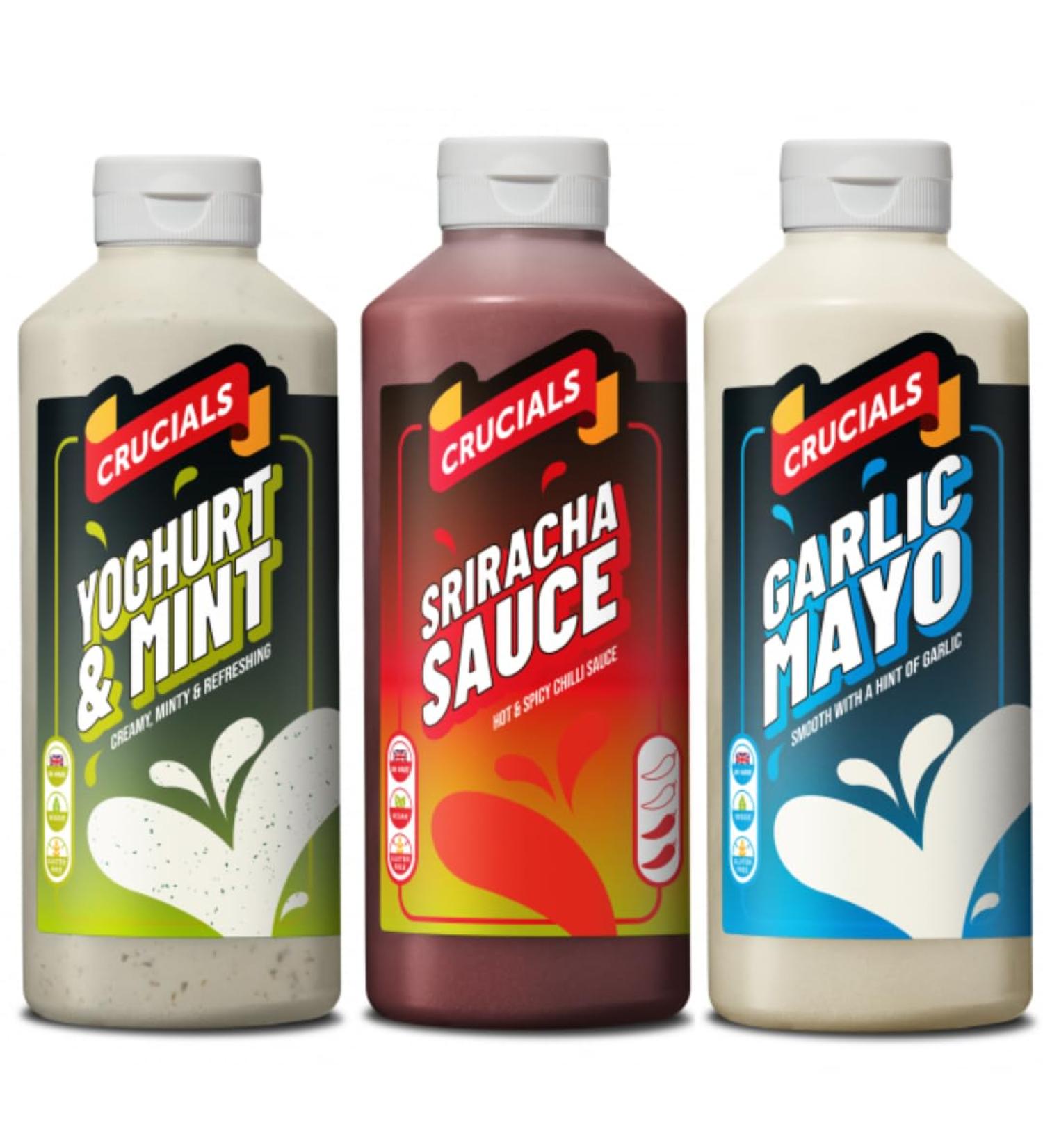 Crucials Crucials Sauces (Mint/Chilli/Mayo Garlic) - 500ml (Kebab Seasoning Mix) - 3 Pack