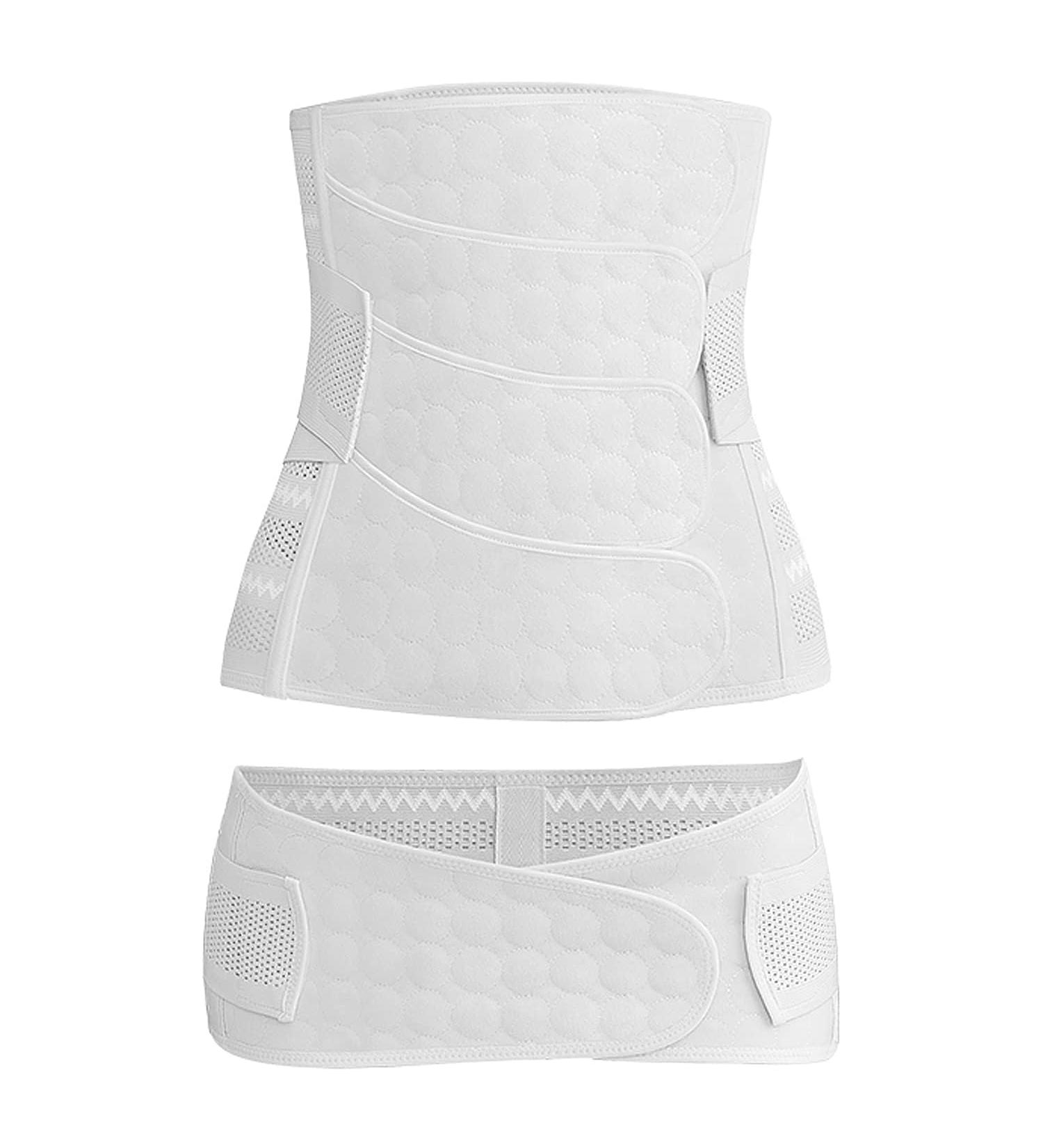 WANYI 4-Patch Postpartum Belly Wrap with Pelvis Belt - 2 in 1 C-Section Recovery Belt for Postpartum Support - White, Size L - Buy Online on GoSupps.com