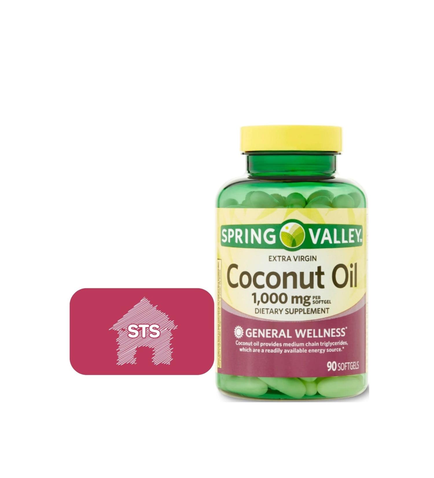 Spring Valley Extra Virgin Coconut Oil Softgel Capsules 1000mg, 90 Count with STS Sticker - Buy Online on GoSupps.com