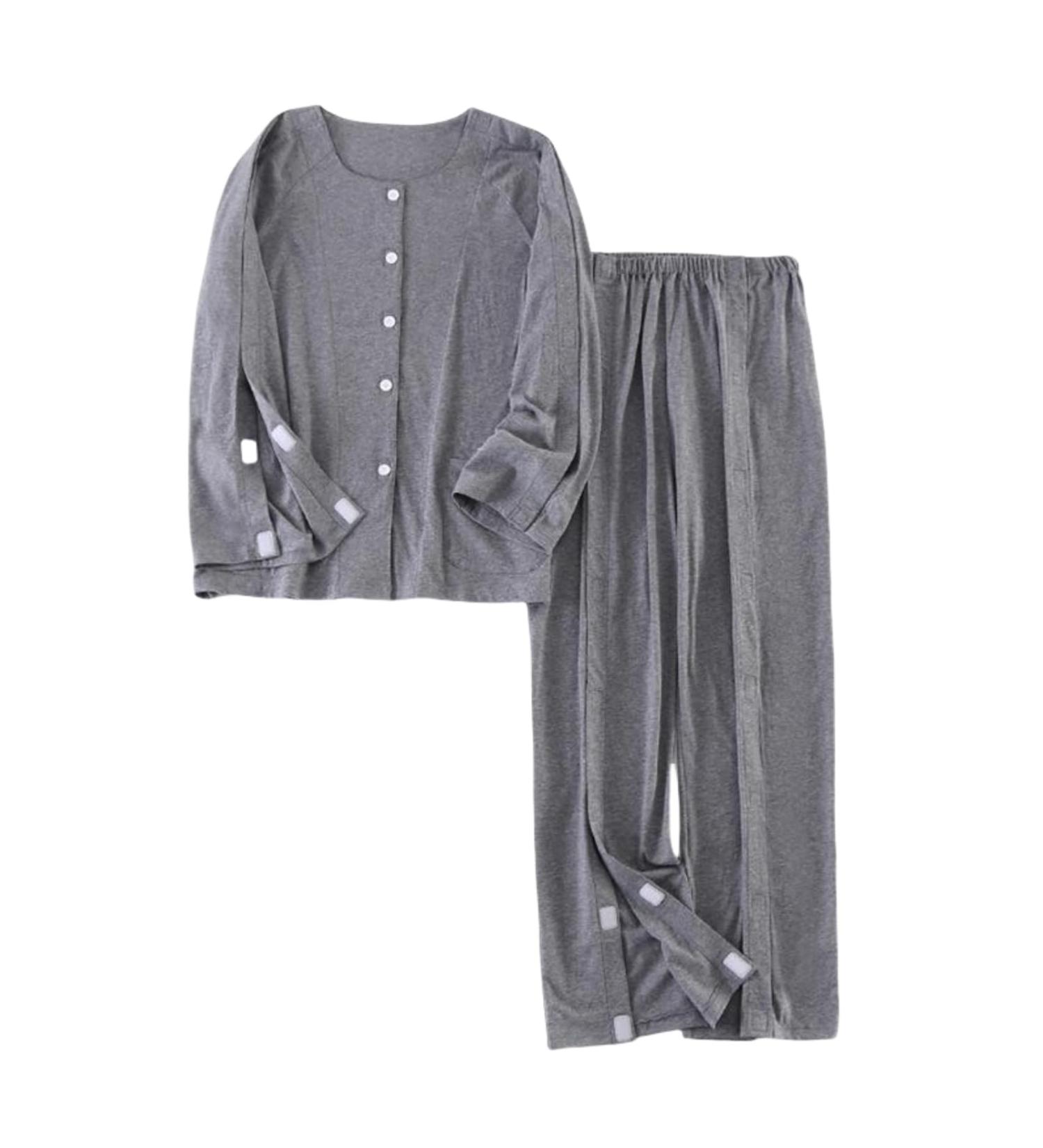 Shop Long-Sleeved Patient Pajamas | Tear Away Clothing for Postoperative Care - Grey X-Large - Buy Online on GoSupps.com