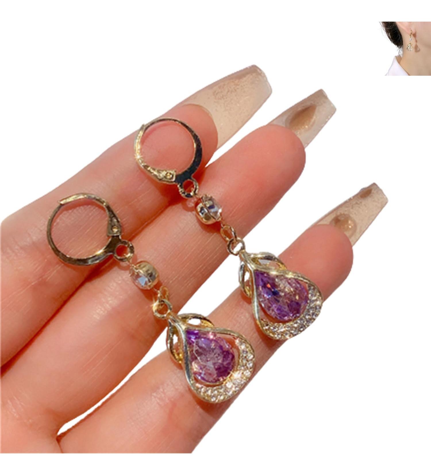 Lymphatic Flow Magnetogen Earrings - Germanium Lymphatic Drainage Jewelry for Women (Purple M) - Boost Wellness & Style - Buy Online on GoSupps.com