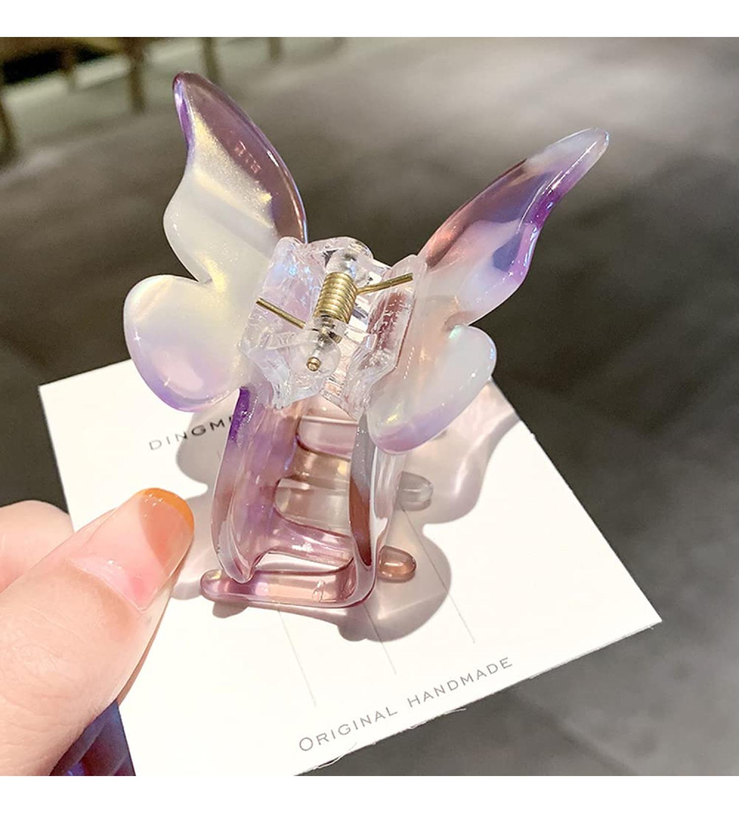 Shop Glitter Butterfly Hair Clips | Marble Leopard Jaw Clips for Women & Girls - Stylish Hair Accessories in Purple - Buy Online on GoSupps.com