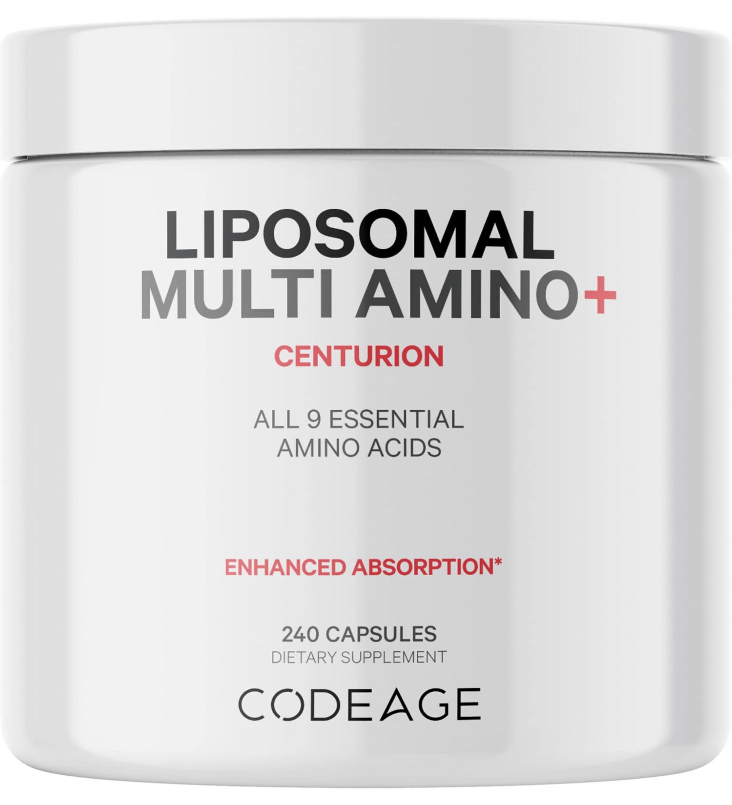 Codeage Multi Amino+ BCAA & EAA Supplement - 9 Essential Amino Acids Vegan Liposomal 240 Capsules for Muscle Recovery & Pre/Post Workout Aid - Buy Online on GoSupps.com
