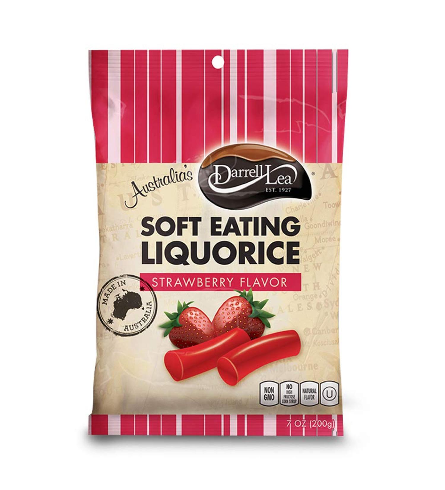  Darrell Lea Darrell Lea Soft Eating Liquorice Strawberry Flavour 200 g Pack of 4 - Buy Online on GoSupps.com