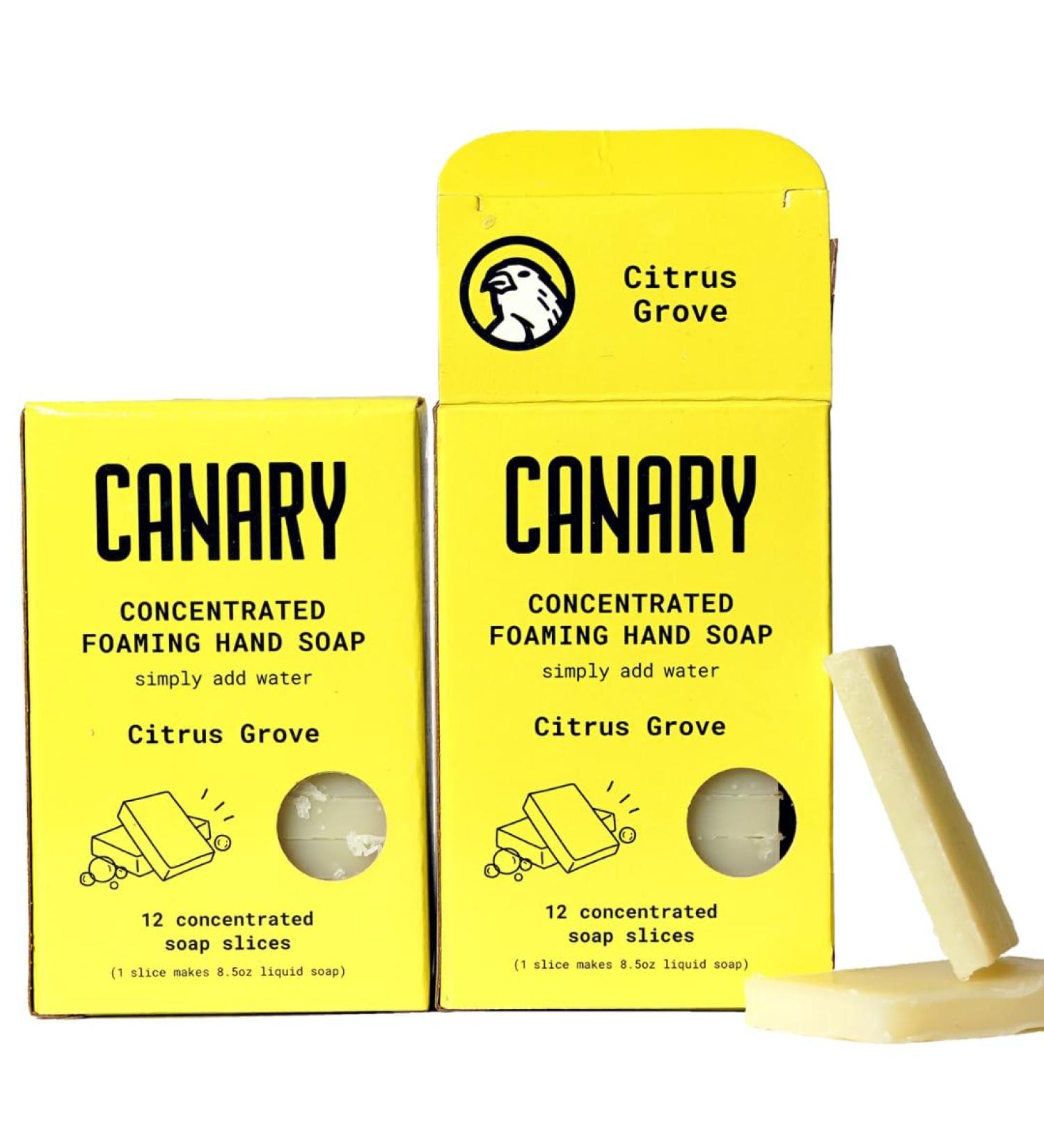 Canary Foaming Hand Soap Bars - Refillable Zero Waste Hand Wash Concentrate with Coconut Oil - All Natural Moisturizing Organic Non Toxic (Citrus Grove (makes 24 bottles of liquid soap)) Citrus Grove (24 Soap) - Buy Online on GoSupps.com