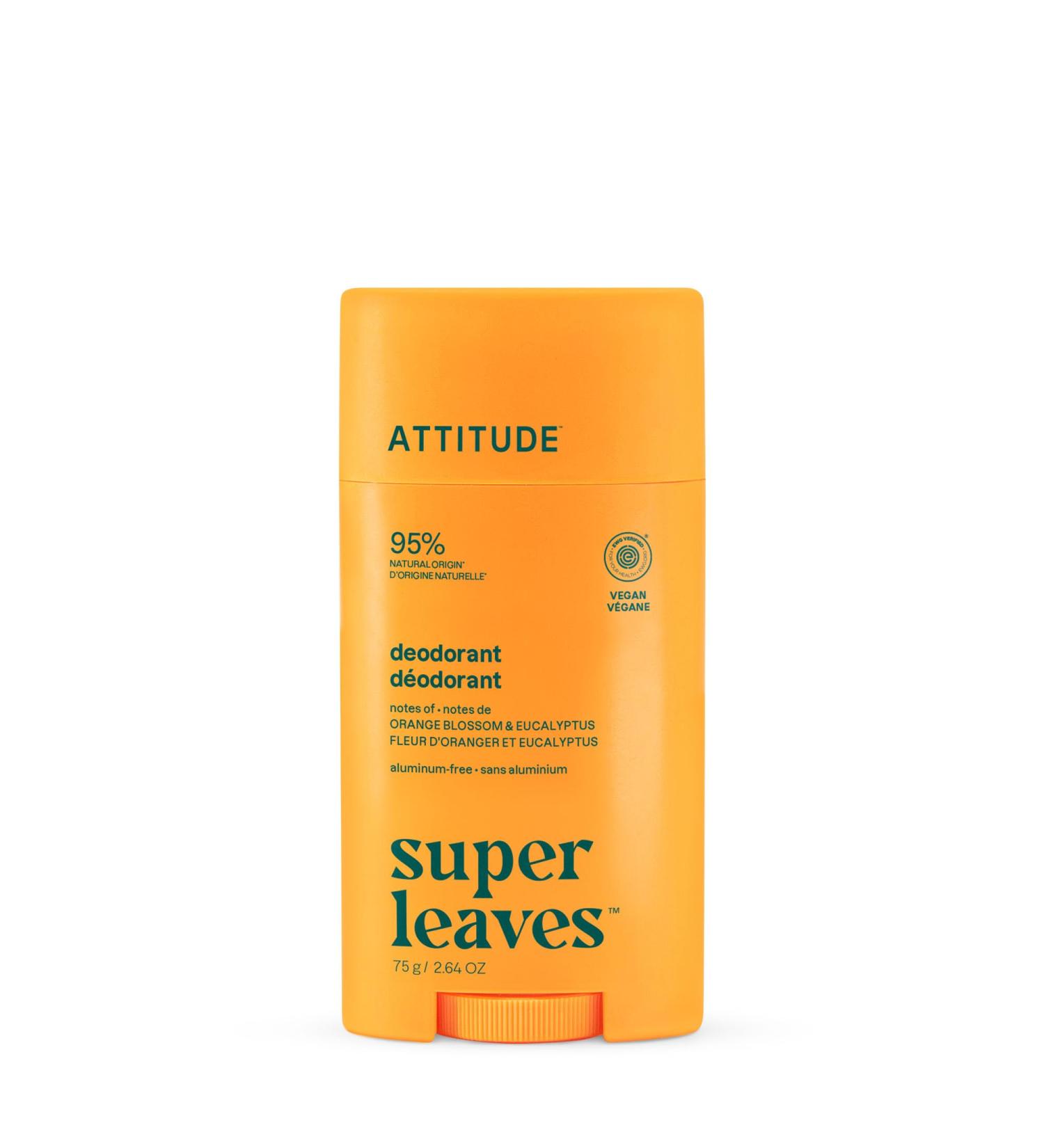 ATTITUDE D odorant Sans Aluminium Avec Bicarbonate Certifi EWG Verified V gan limine les Mauvaises Odeurs Parfum Fleur d Oranger & Eucalyptus 75 g Fleur d'oranger et eucalyptus 75 g (Lot de 1) - Buy Online on GoSupps.com