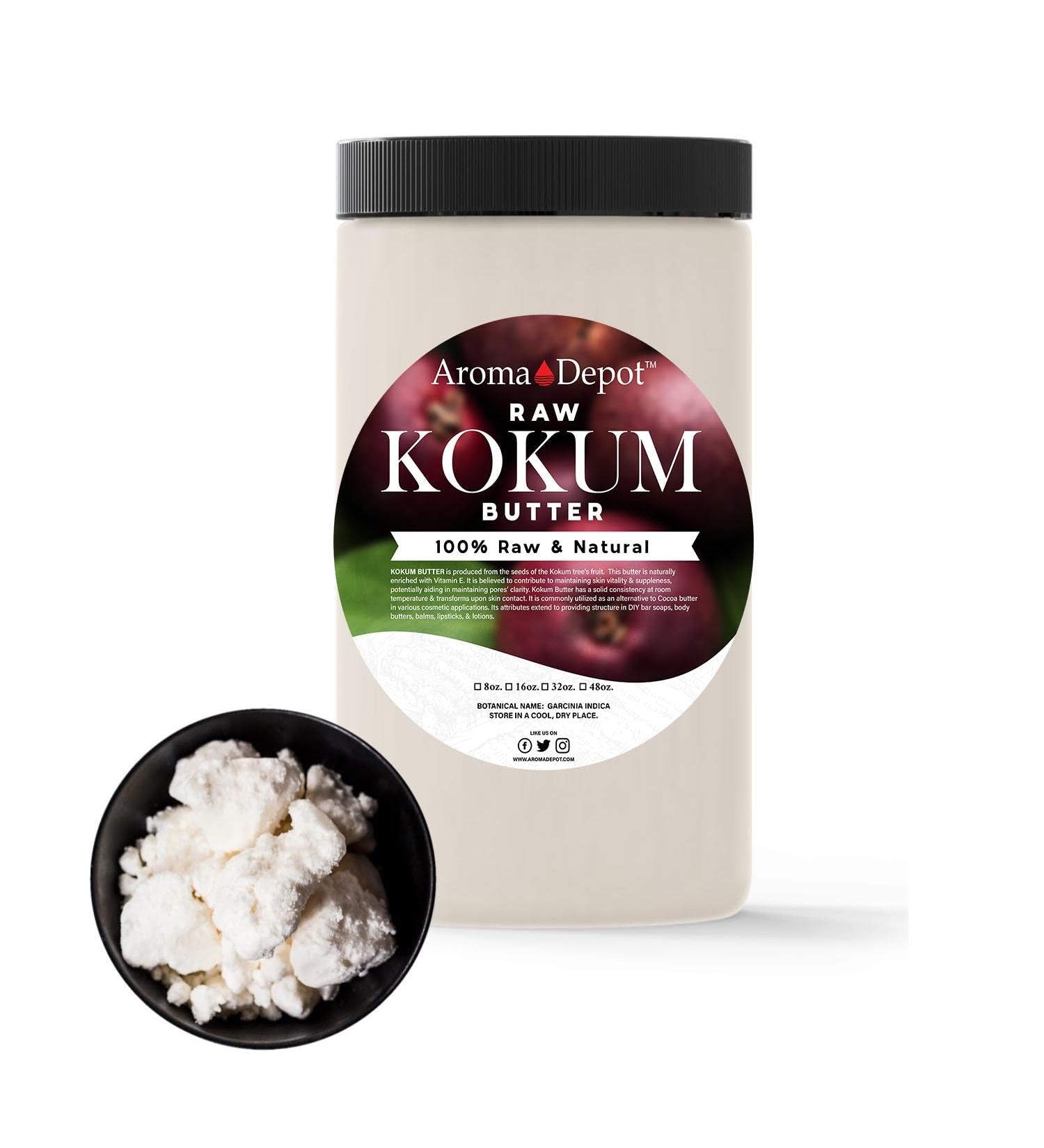 Aroma Depot Kokum Butter 1 lb. - 100% Pure & Raw for Skin Hair Body | Natural Cold Pressed Thickener for Soaps Lotions & More - Buy Online on GoSupps.com